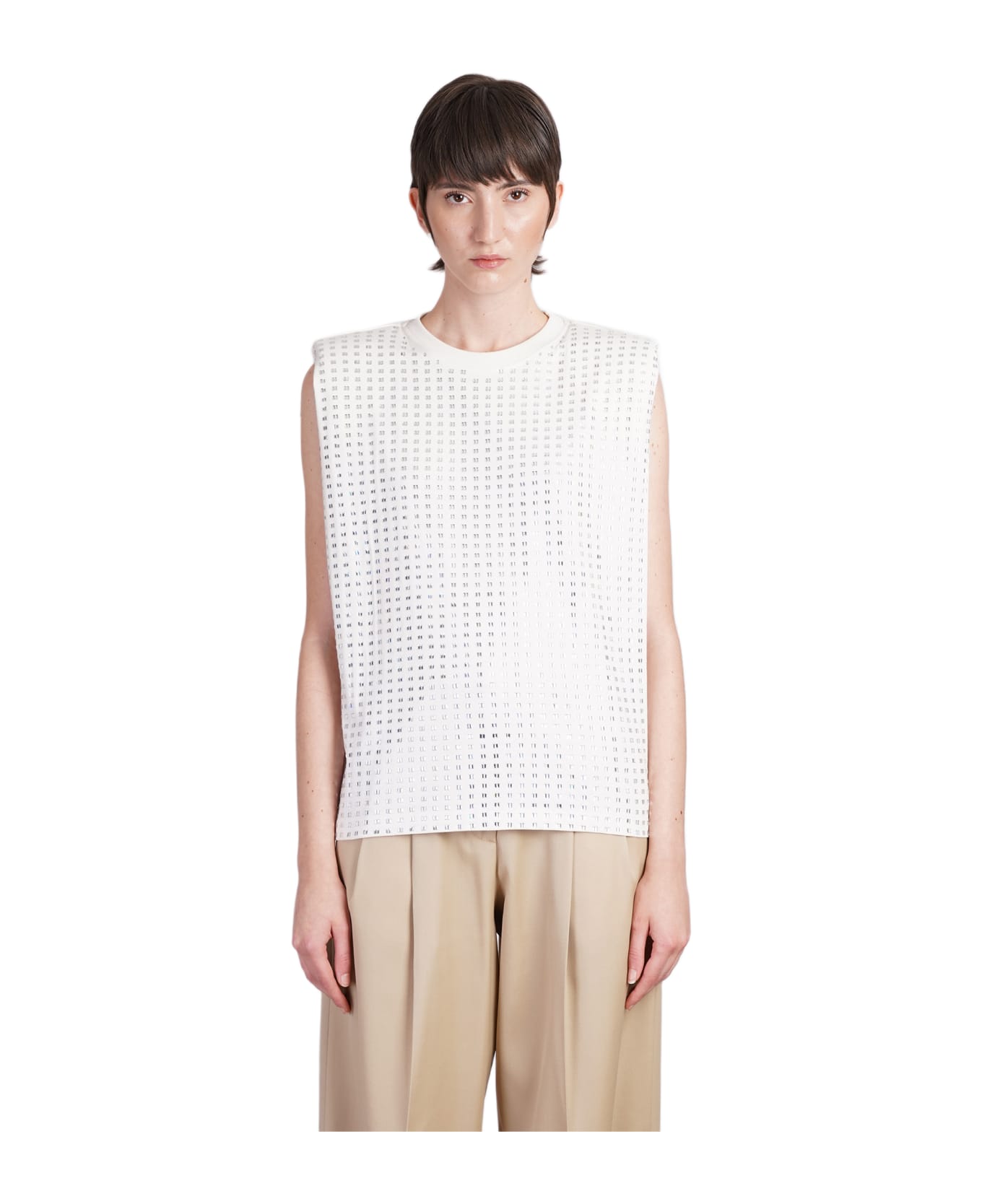 Golden Goose Padded Shoulders Crystal T-shirt - white