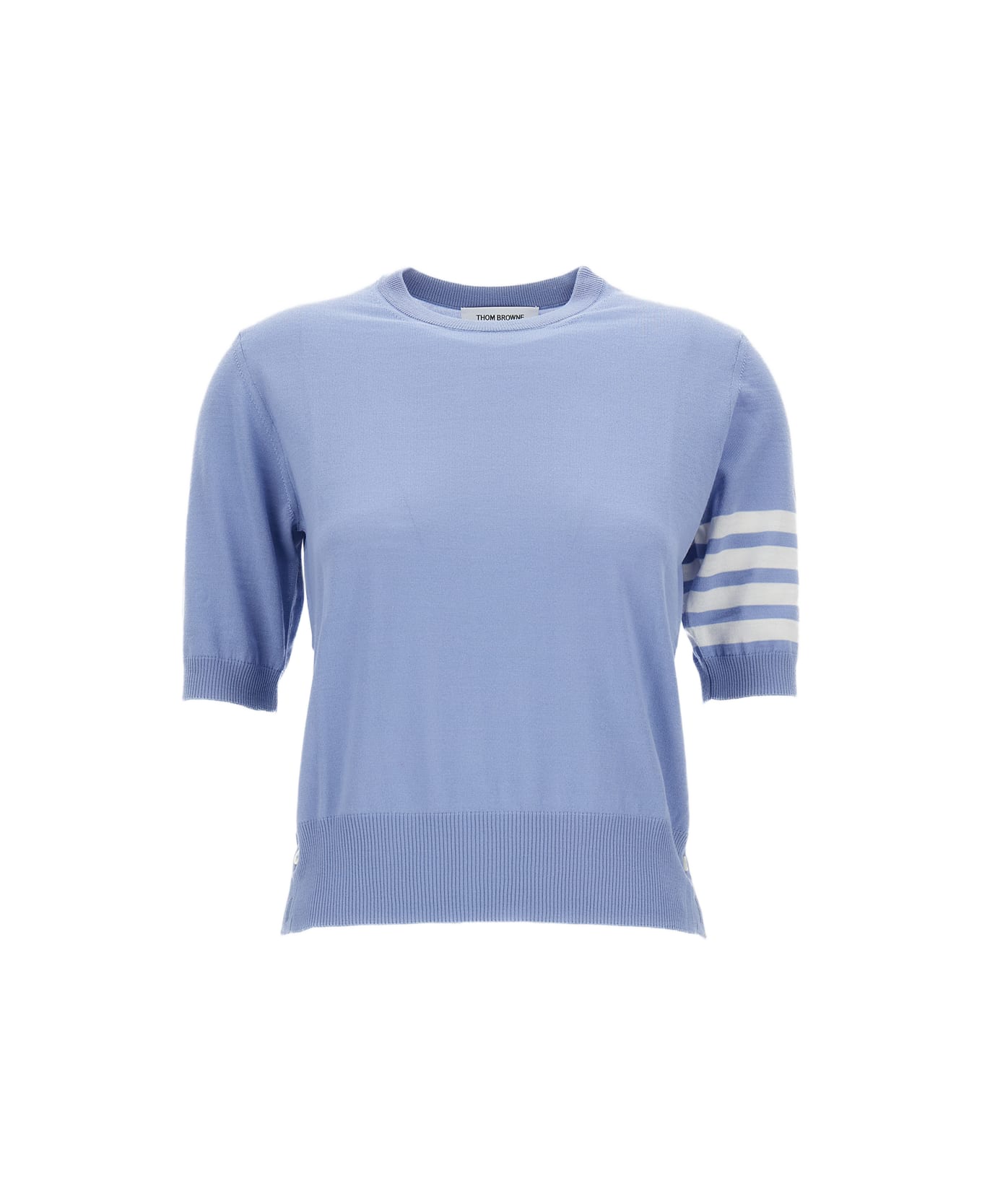 Thom Browne Merino Wool Jersey Stitch 4-bar Tee - Clear Blue