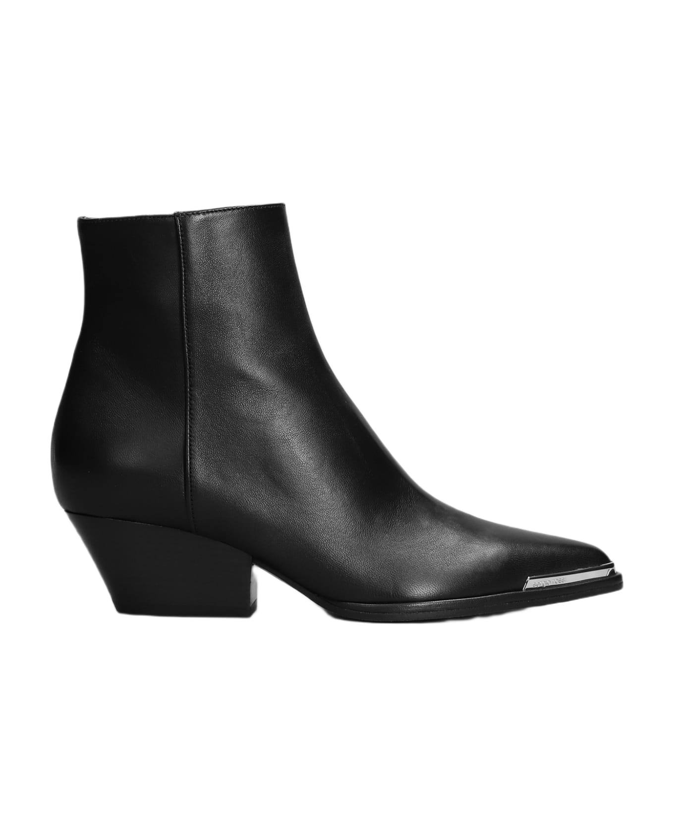 Sergio Rossi High Heels Ankle Boots In Black Leather - black