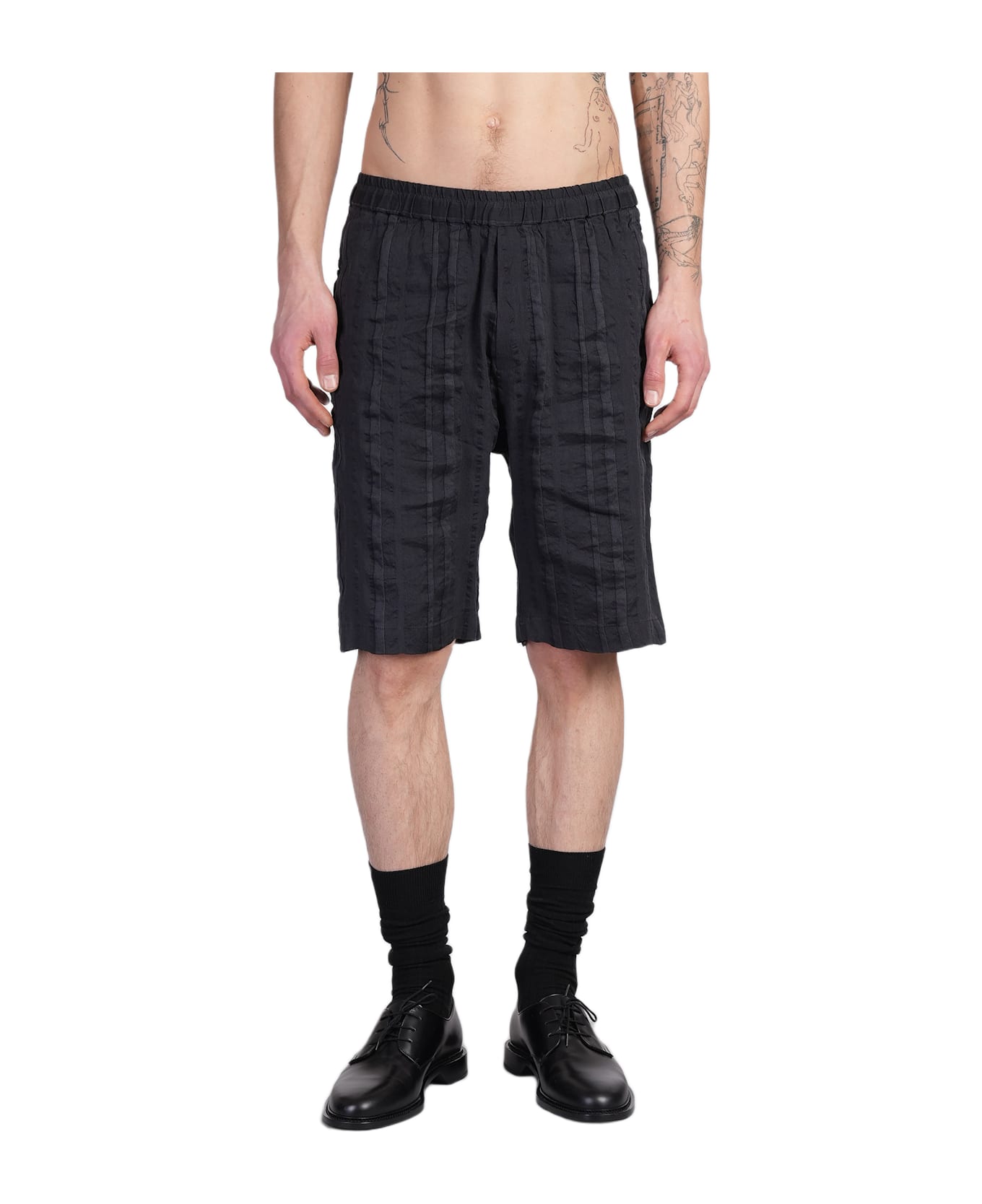 Barena Canariol Shorts In Blue Linen - blue
