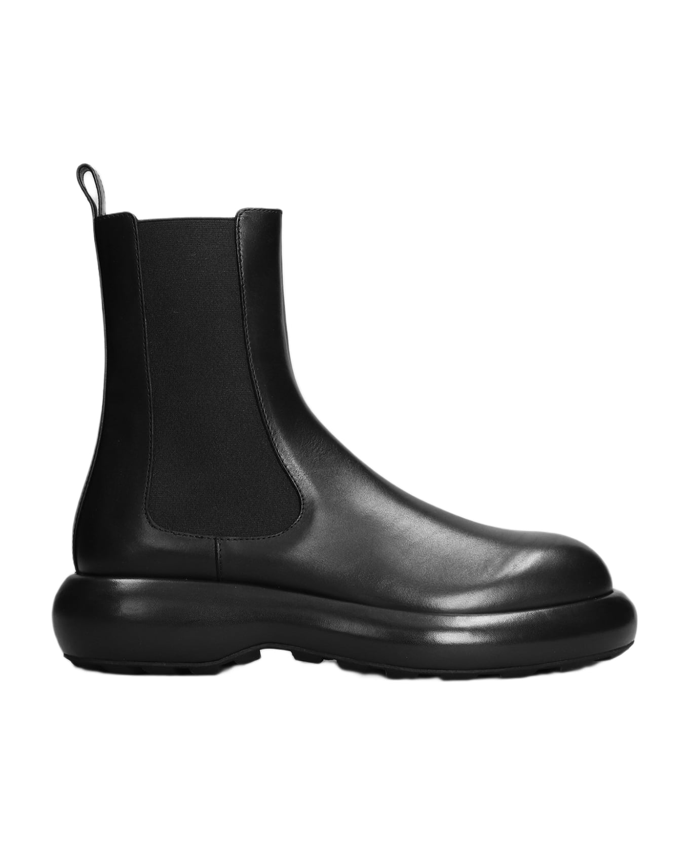 Jil Sander Low Heels Ankle Boots In Black Leather - BLACK