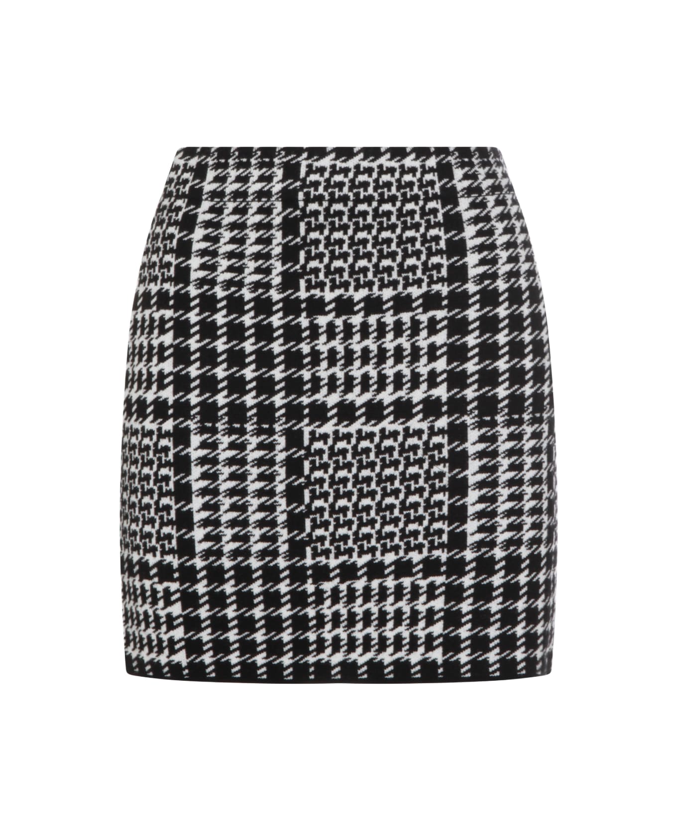 TwinSet Black And White Viscose Skirt - CHECK NEVE/NERO