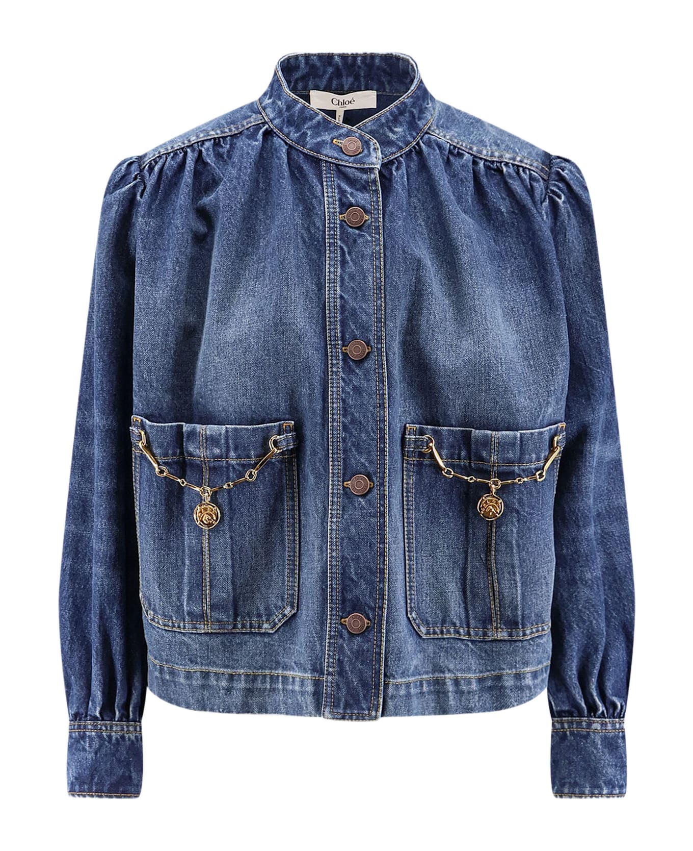 Chloé Ruffle-collar High-neck Denim Jacket - Denim