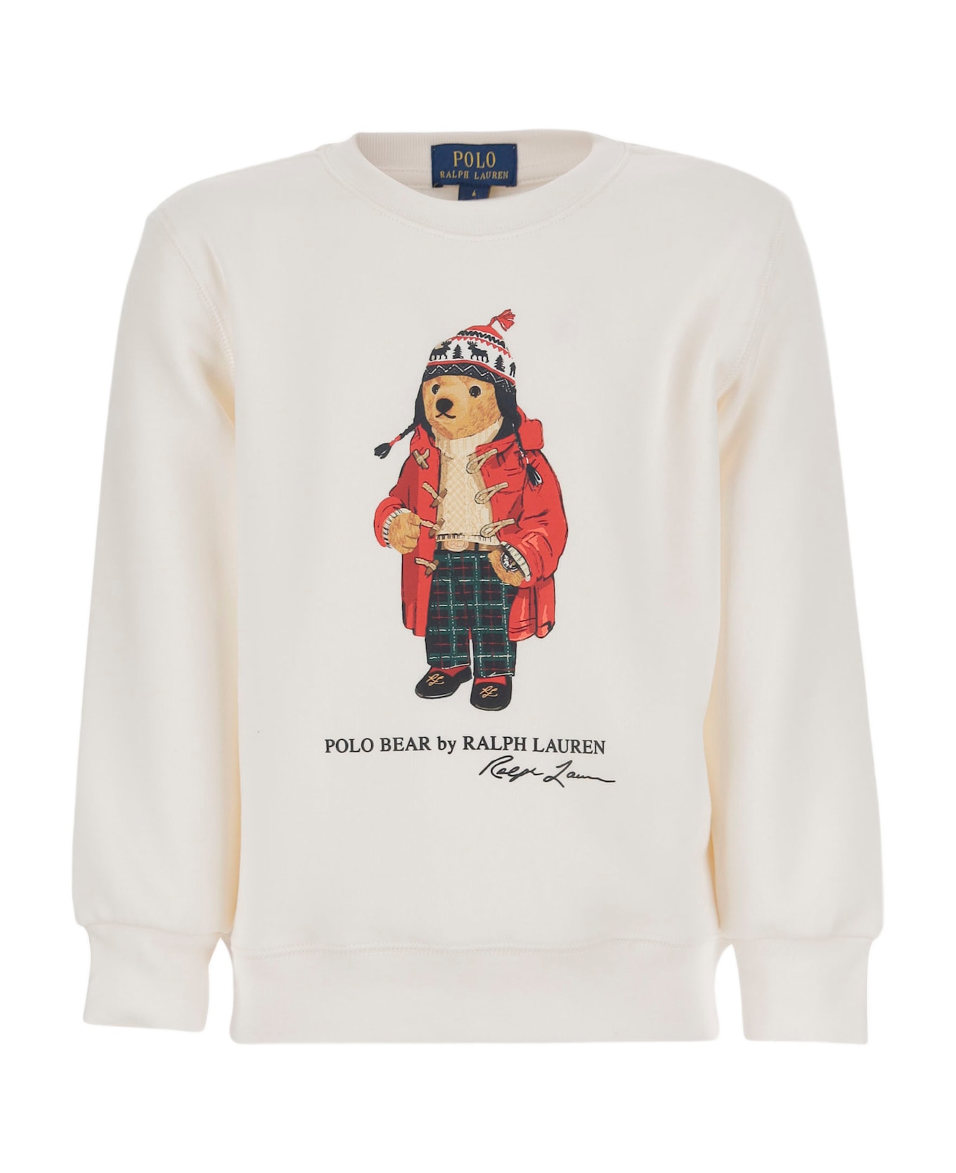 Polo Ralph Lauren Cotton Blend Sweatshirt With Polo Bear Pattern - White