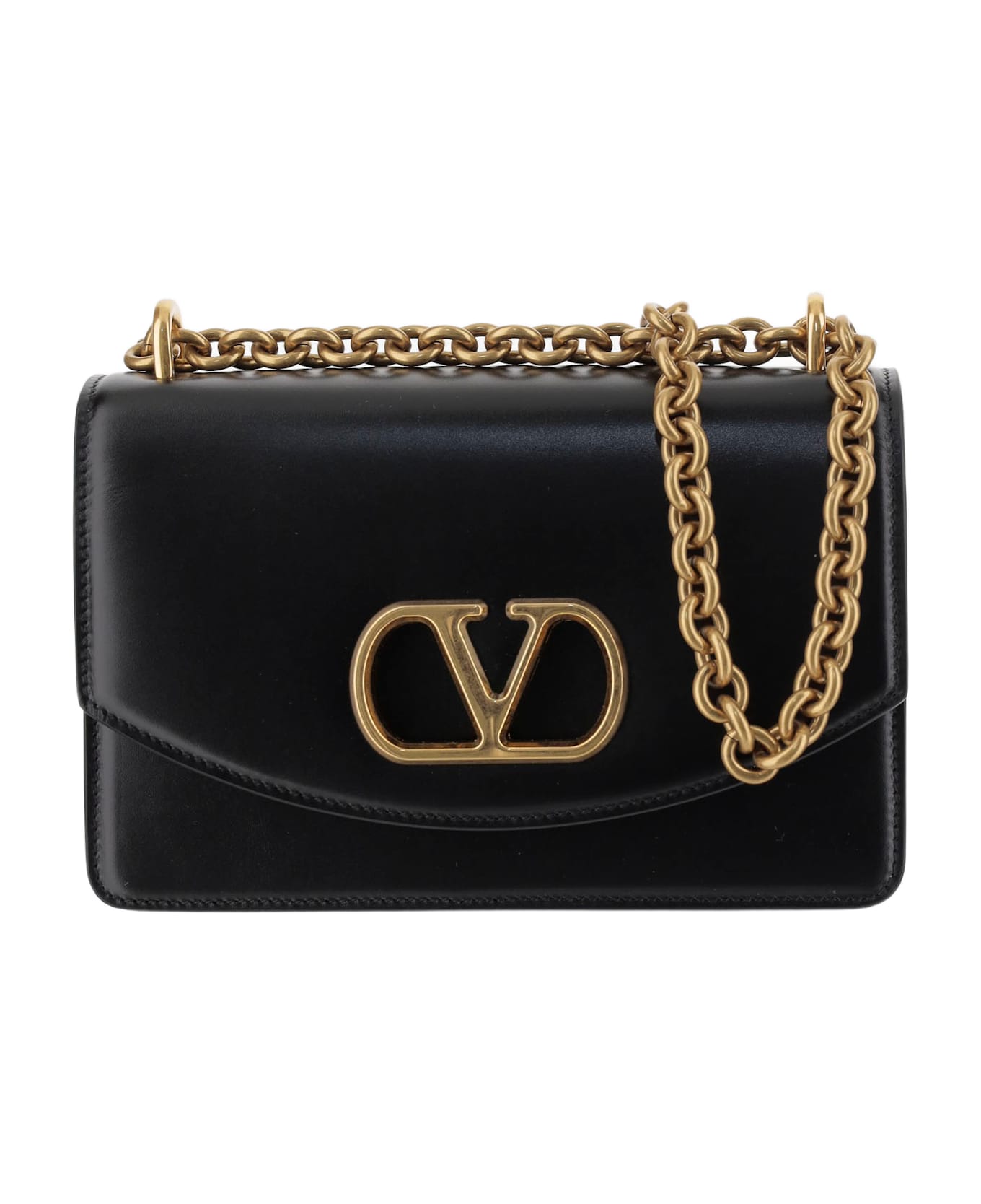 Valentino Garavani Vain Leather Small Shoulder Bag - Black