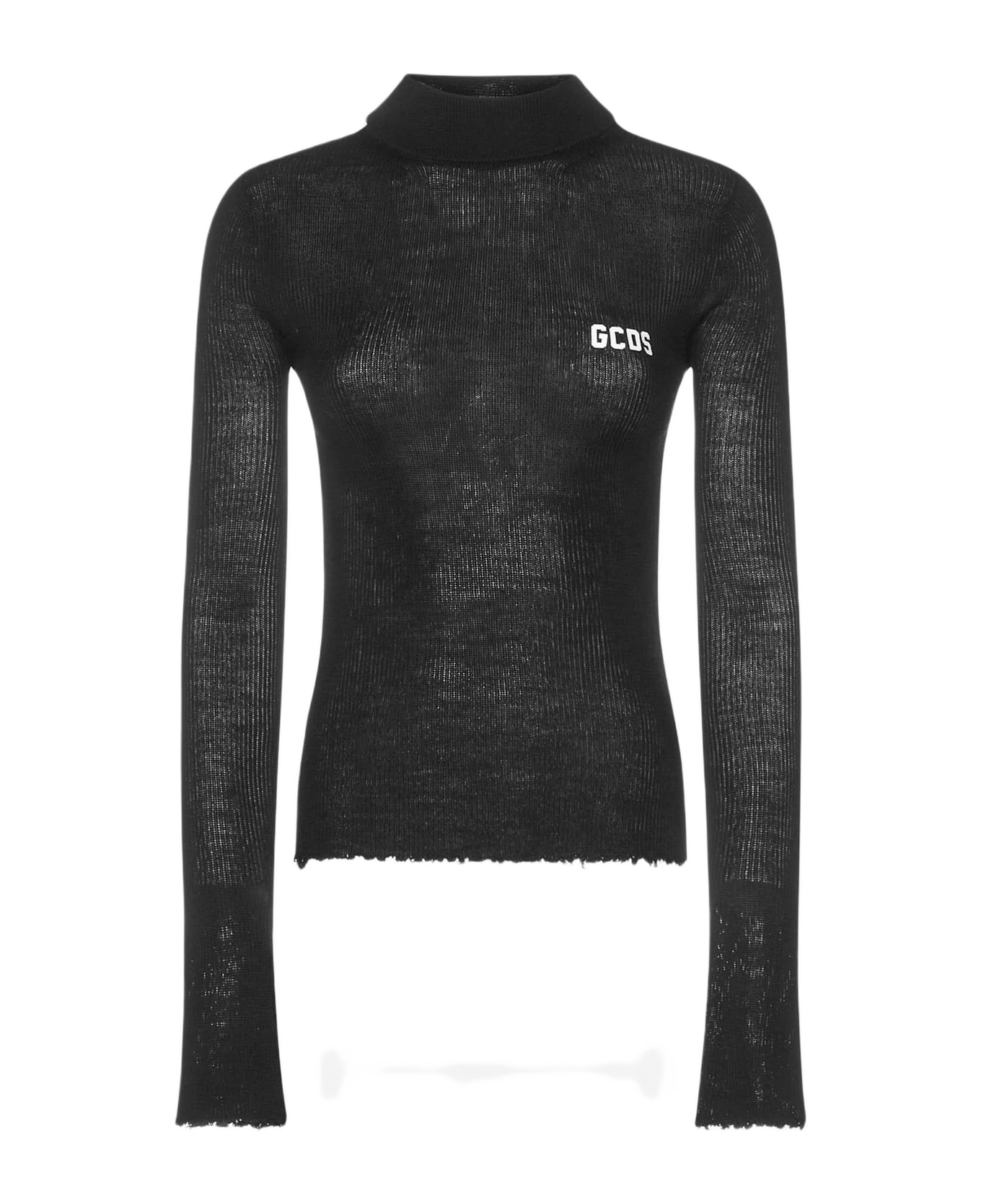 GCDS Logo Cotton Turtleneck - Black