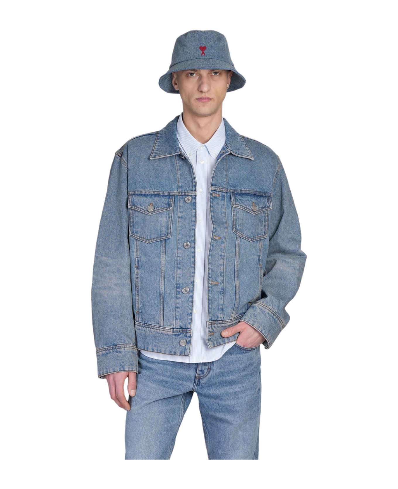 Ami Alexandre Mattiussi Denim Jackets In Blue Cotton - blue