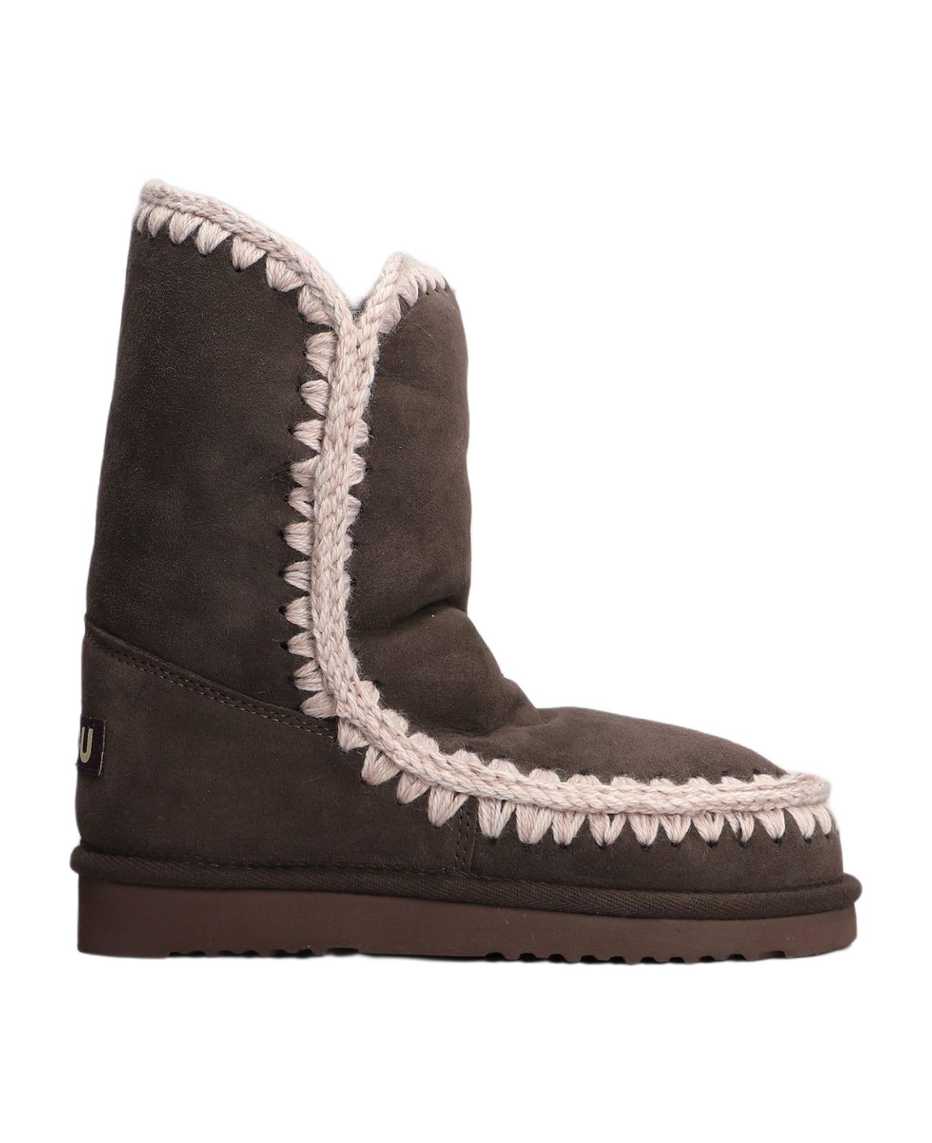 Mou Eskimo 24 Low Heels Ankle Boots In Brown Suede - brown