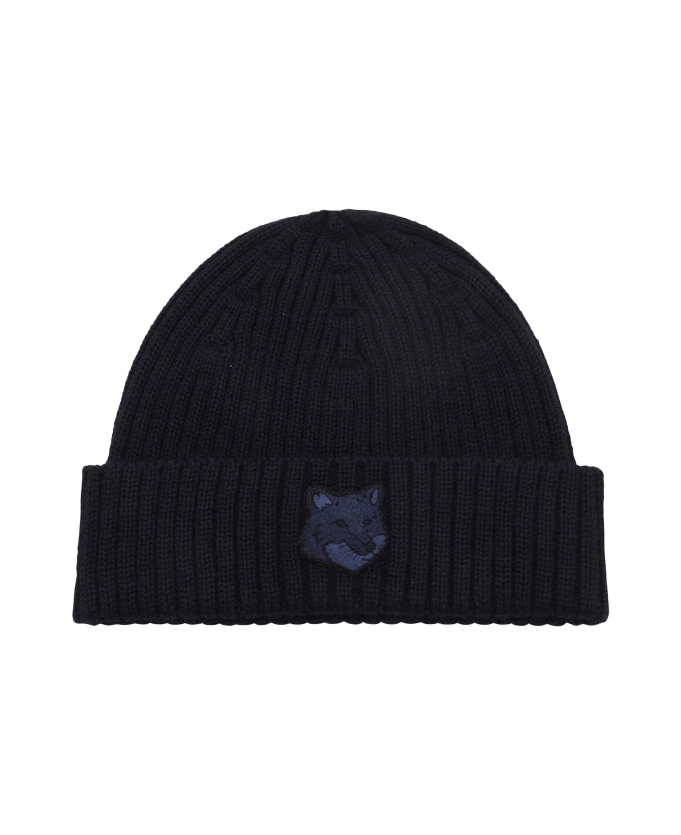 Maison Kitsuné Navy Blue Wool Fox Head Beanie - Blue 帽子