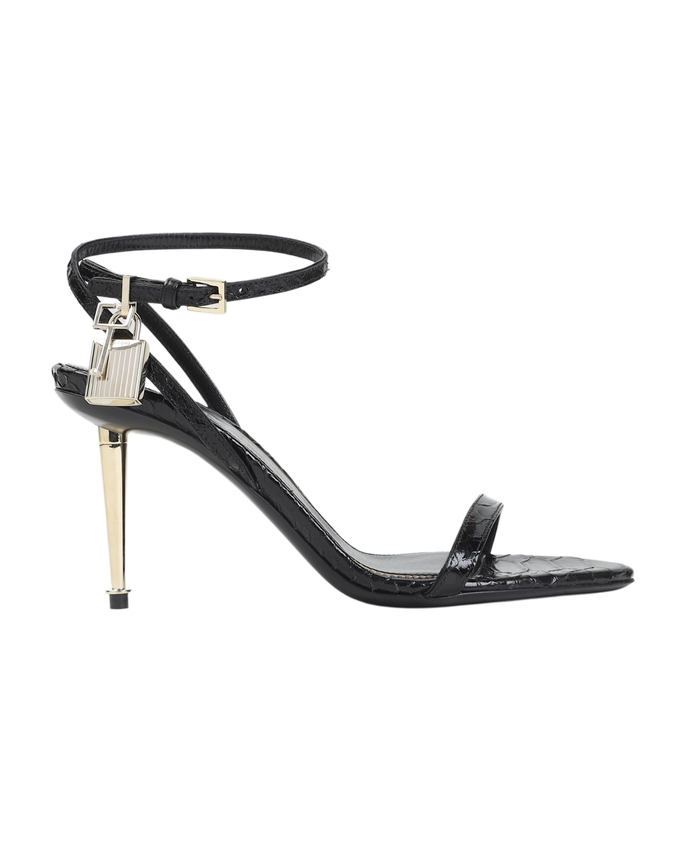 Tom Ford Semi Shiny Printed Python Sandal - Naa Black