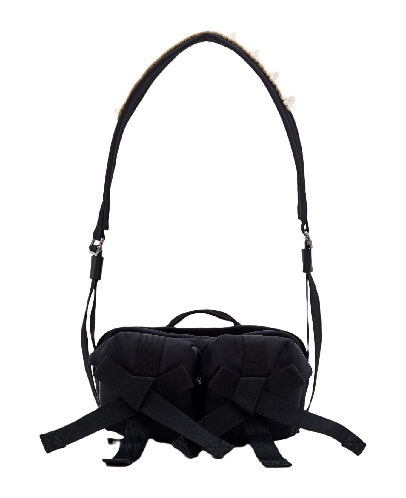 Simone Rocha Shoulder Bag With Black Beads And Front Bows - Black