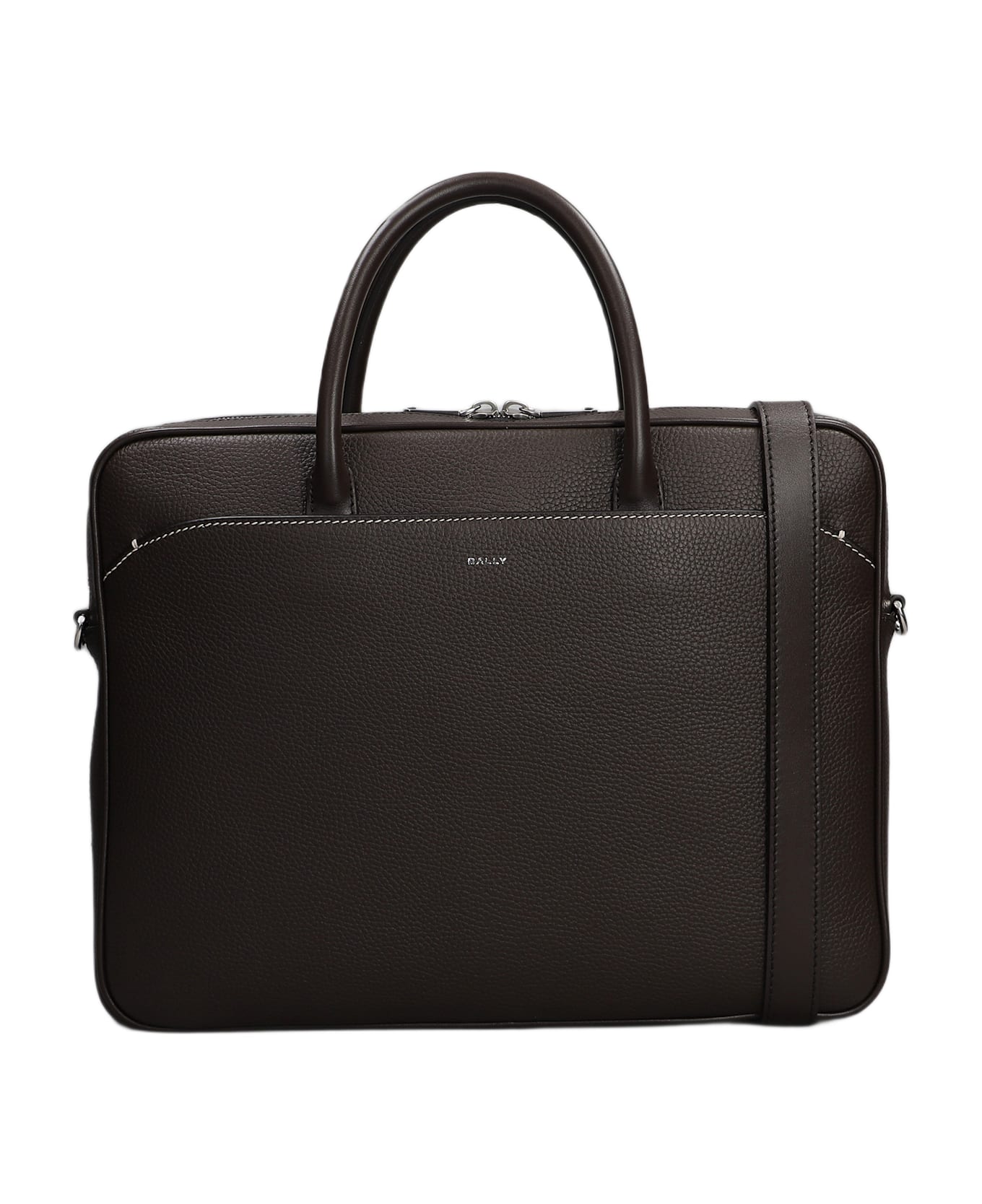 Bally Oeden Monobrief Hand Bag In Brown Leather - brown