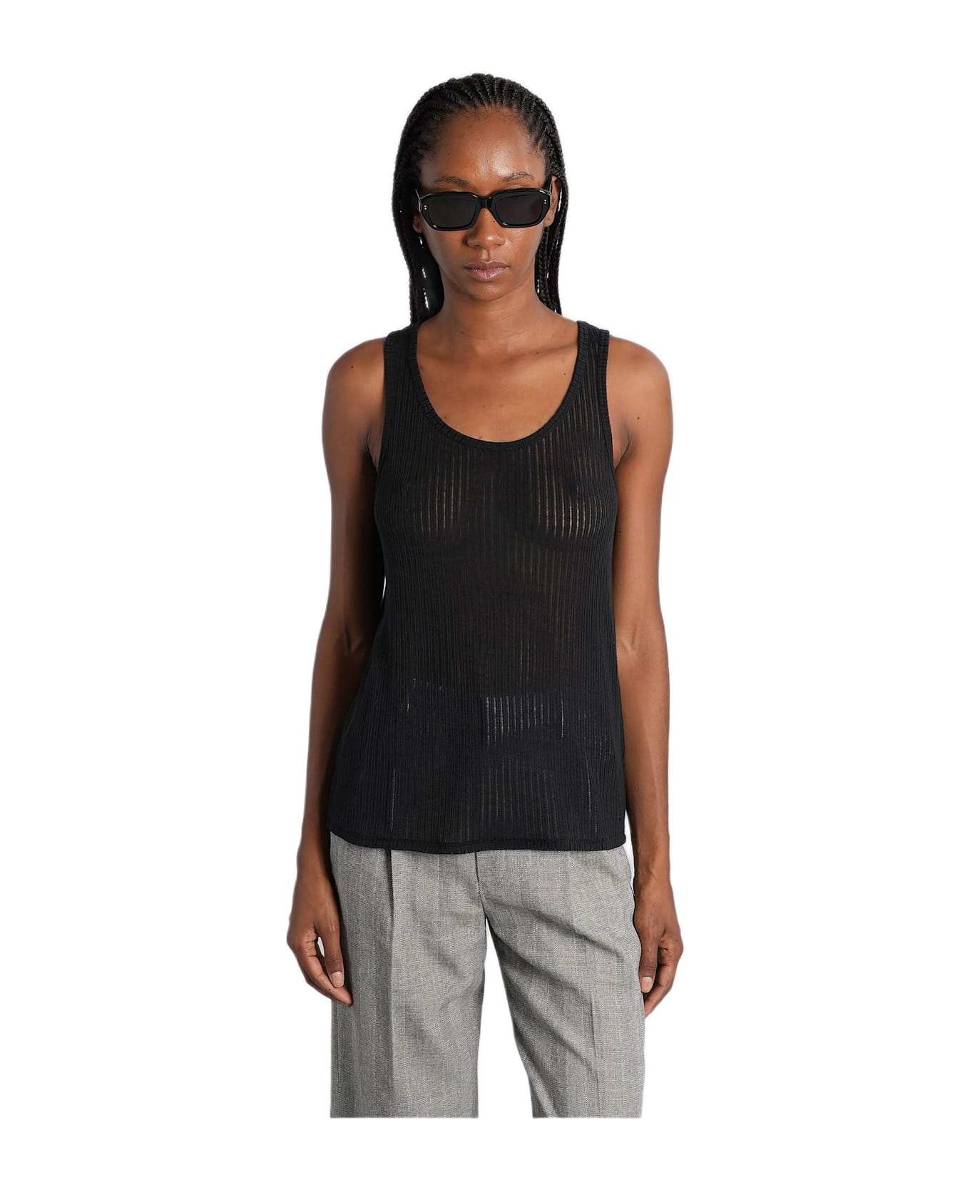 Anine Bing Eugene Tank Top In Black Polyester - black