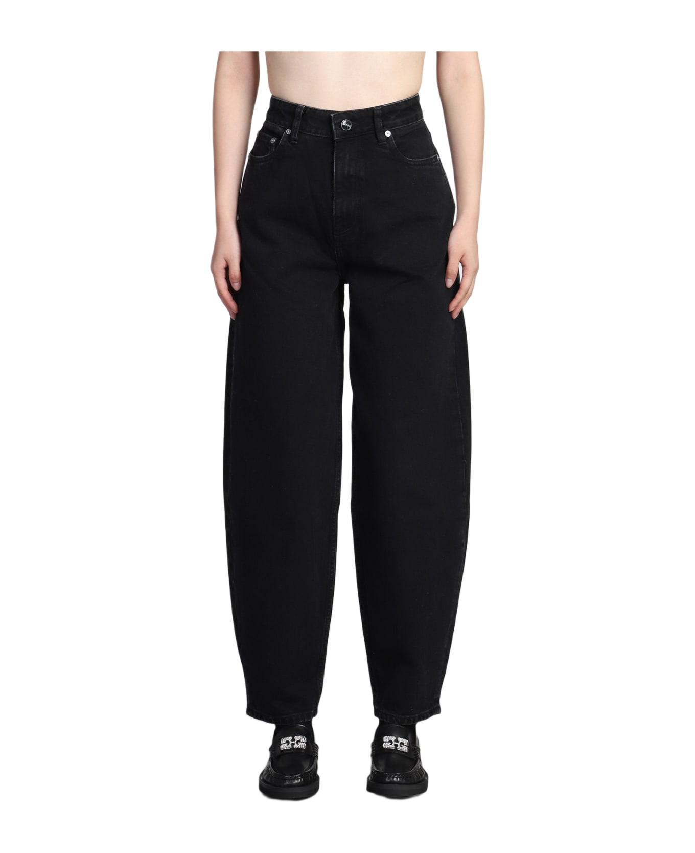 Ganni Stary Jeans In Black Cotton - Washed Black