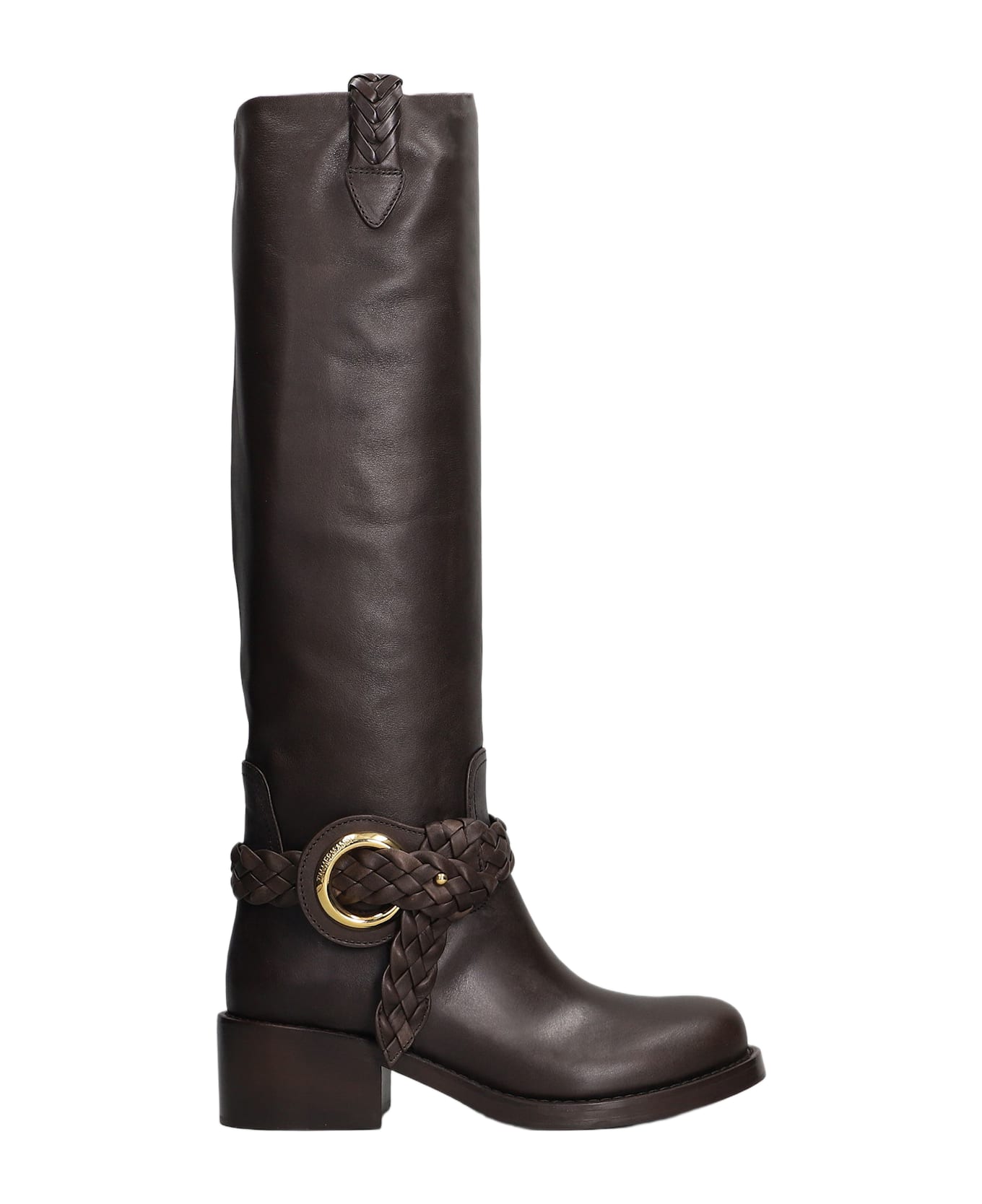 Zimmermann Helix High Heels Boots In Brown Leather - brown