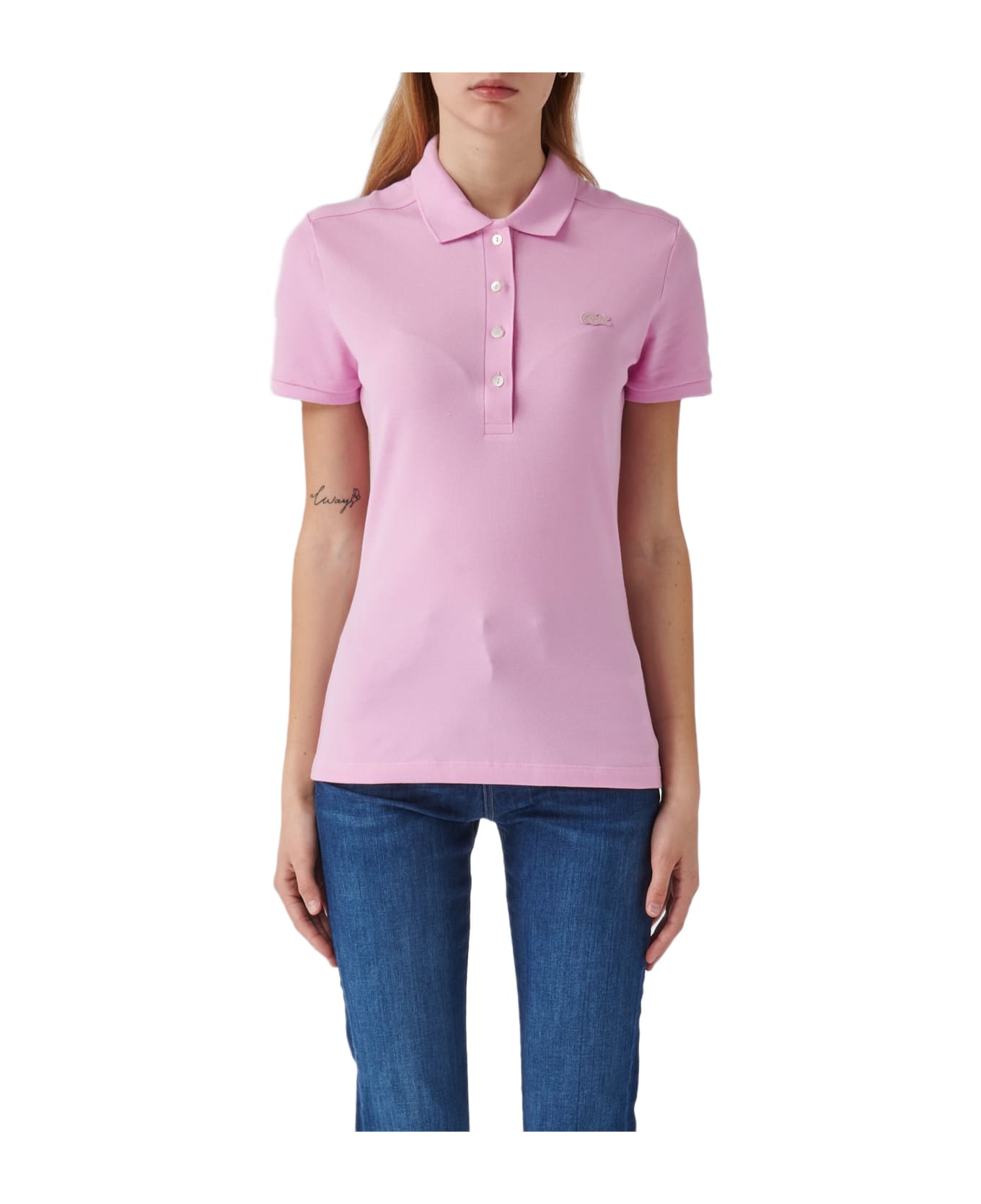 Lacoste Cotton T-shirt - ROSA ポロシャツ
