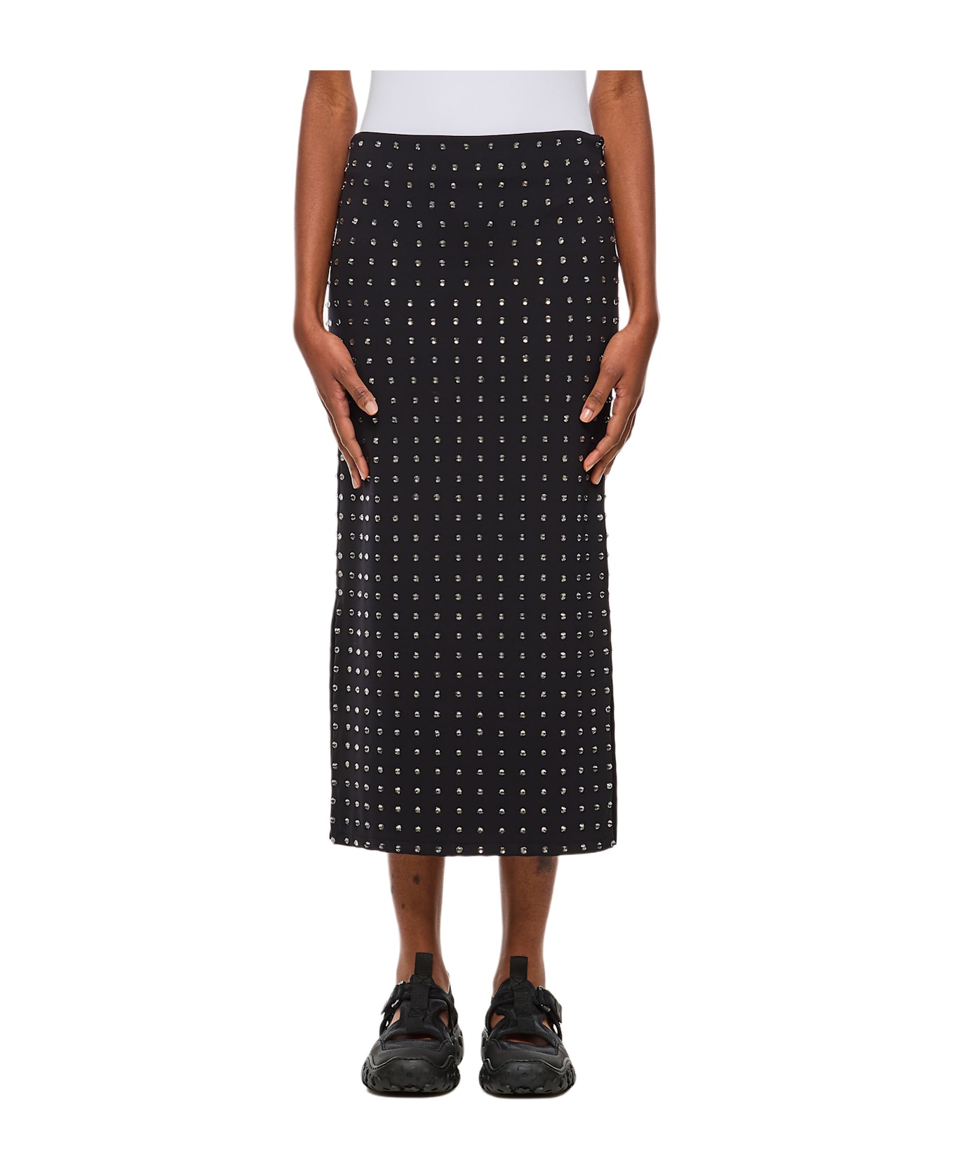 SportMax Nome Crystal Lycra Midi Skirt - Nero