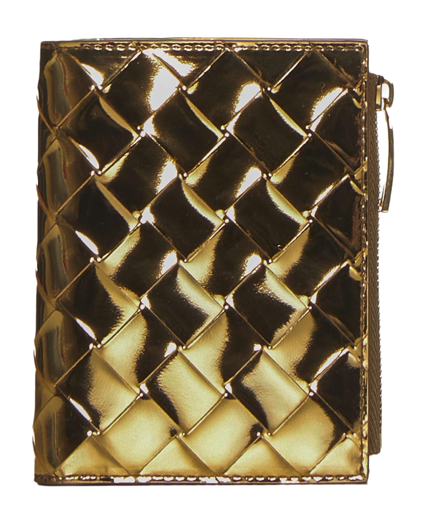 Bottega Veneta Intreccio Nappa Leather Small Bifold Wallet - Gold