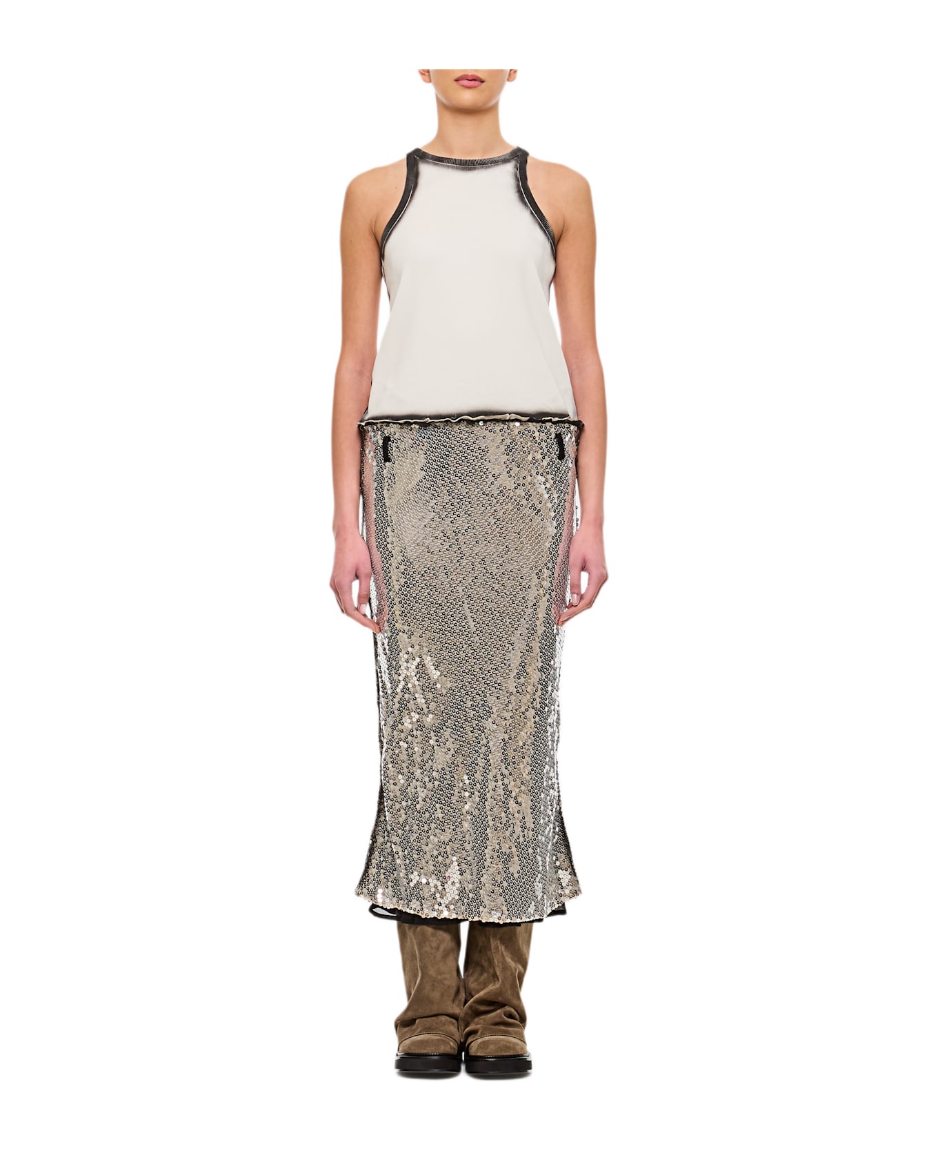 The Attico White And Silver Midi Dress - MultiColour