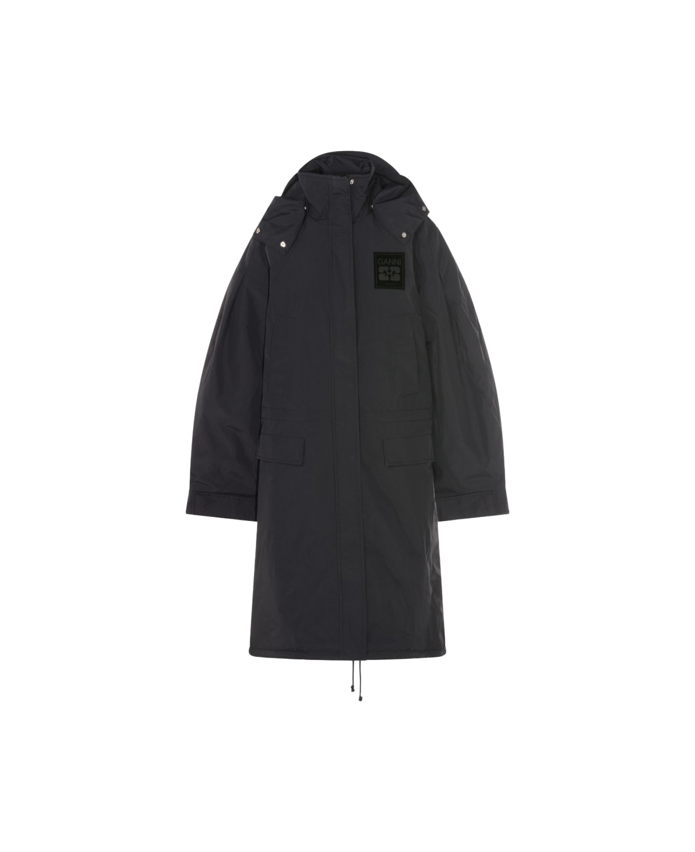 Ganni Black Down Jacket - PHANTOM