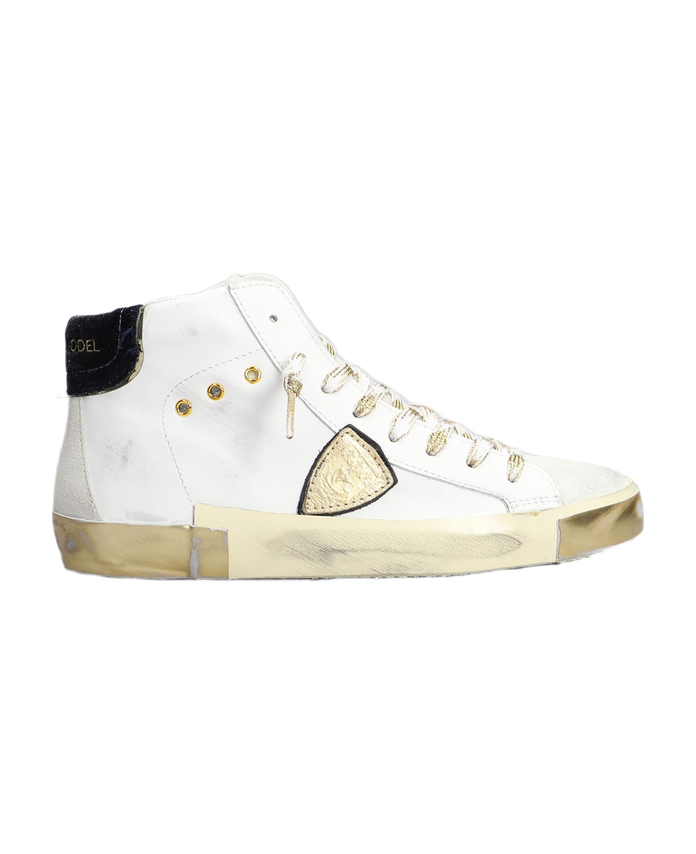 Philippe Model Prsx Sneakers In White Suede And Leather - white