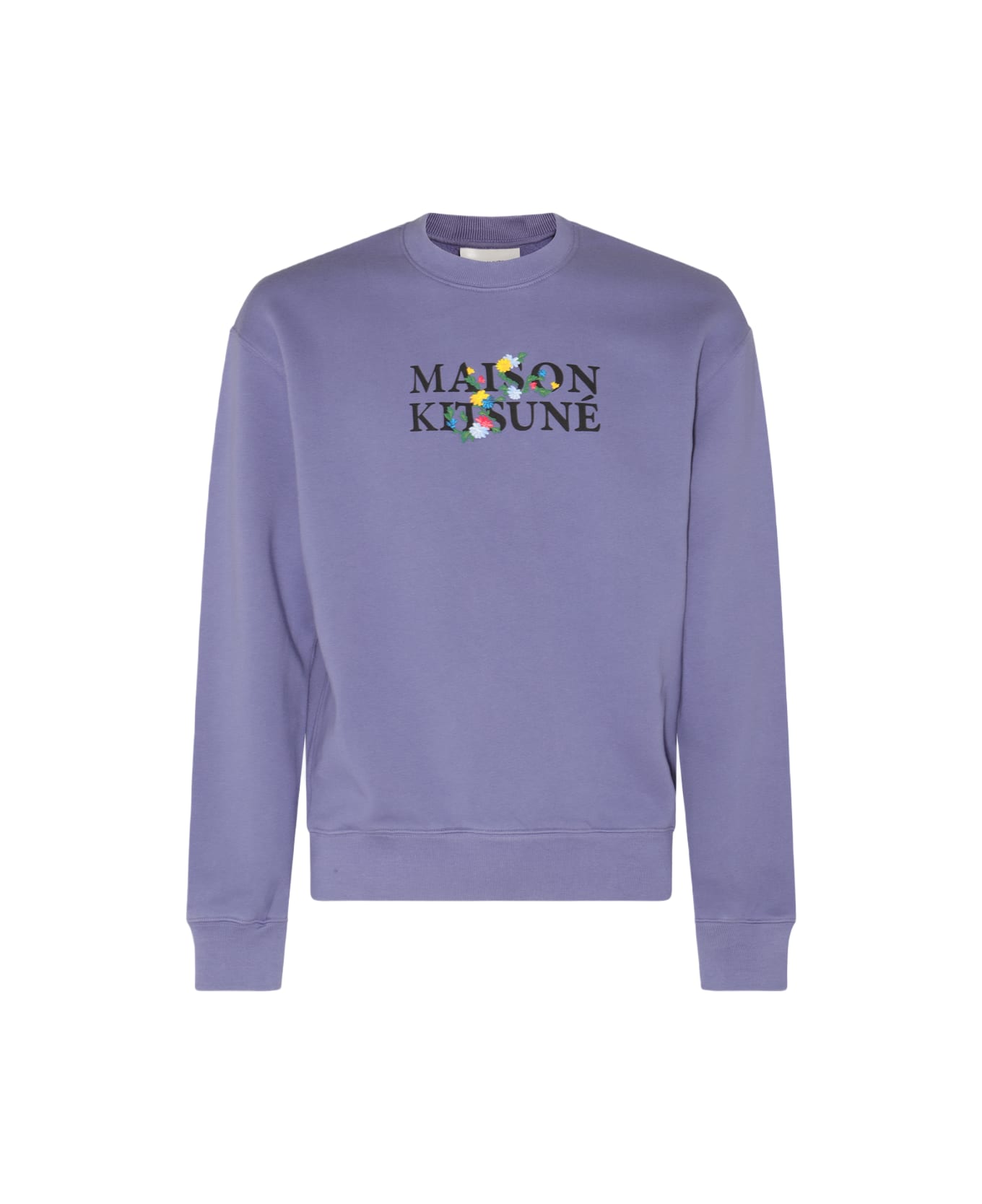 Maison Kitsuné Purple Slate Cotton Flower Lettering Sweatshirt - PURPLE SLATE