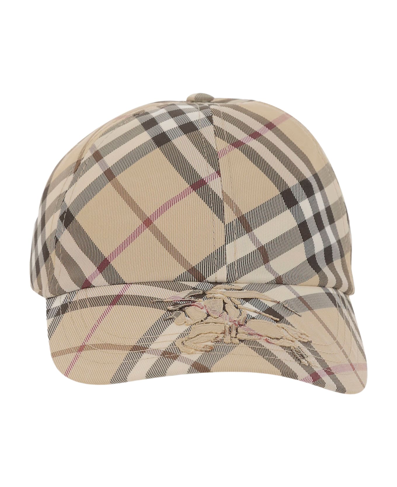 Burberry Baseball Cap With Check Pattern - Red
