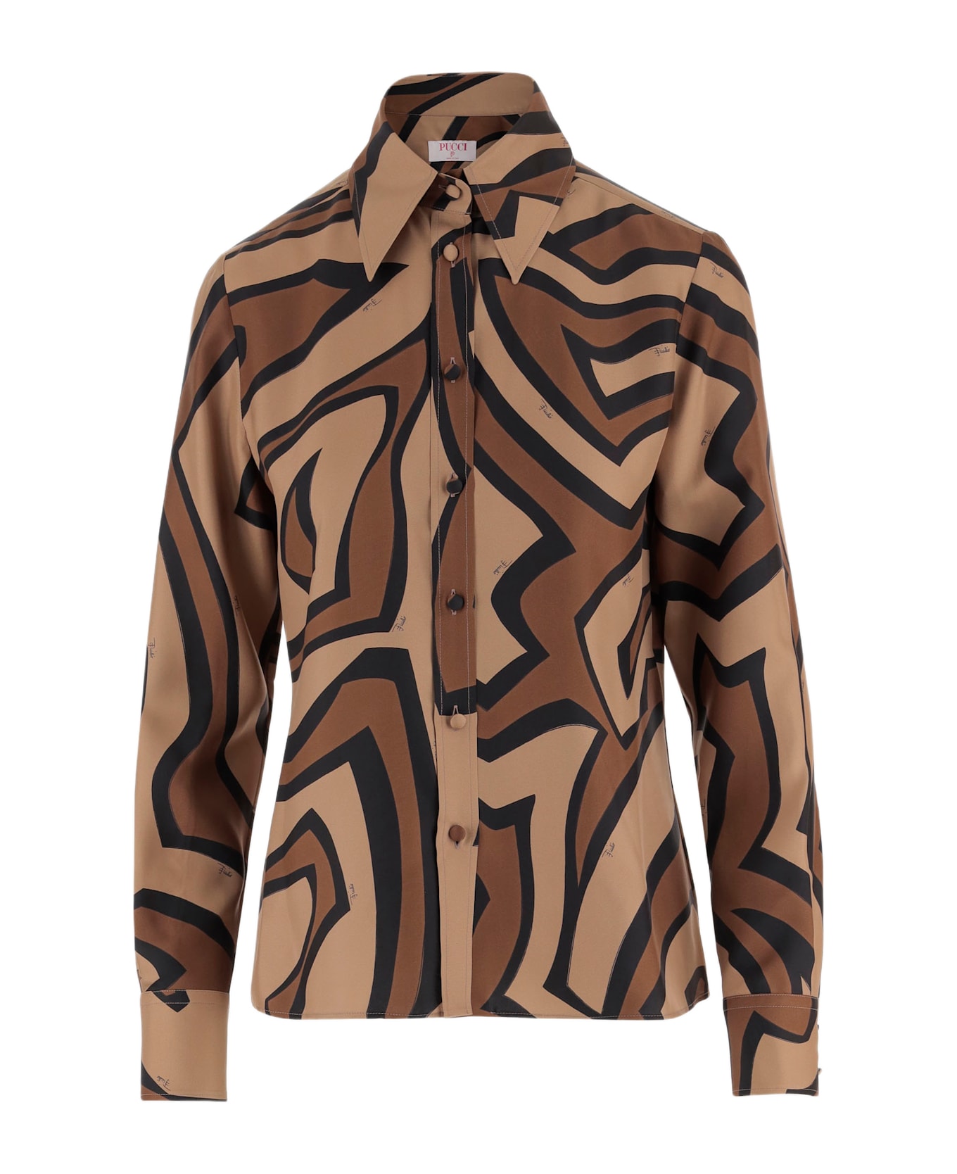 Pucci Silk Shirt With Labyrinth Print - Red