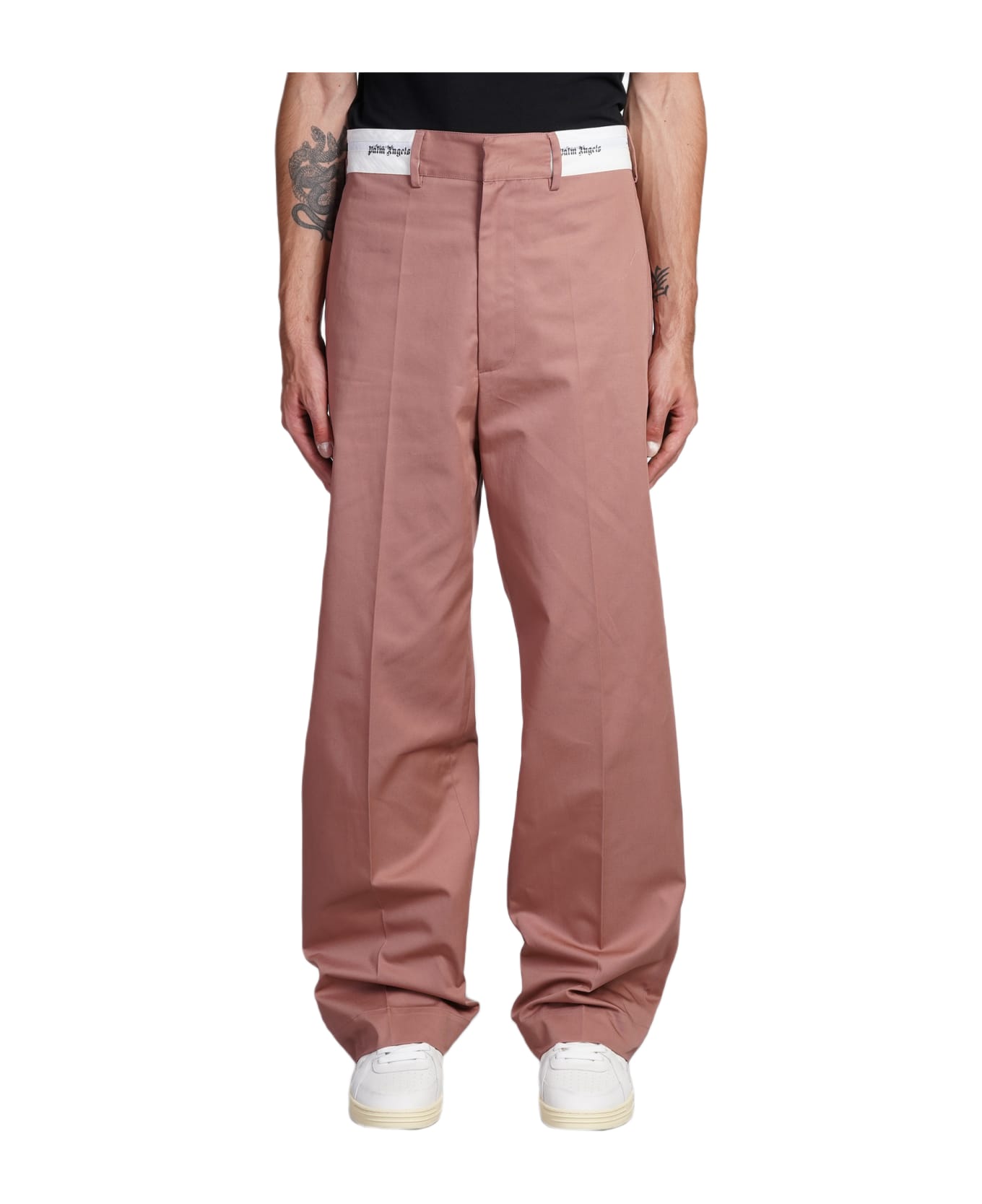 Palm Angels Pants In Rose-pink Cotton - rose-pink ボトムス