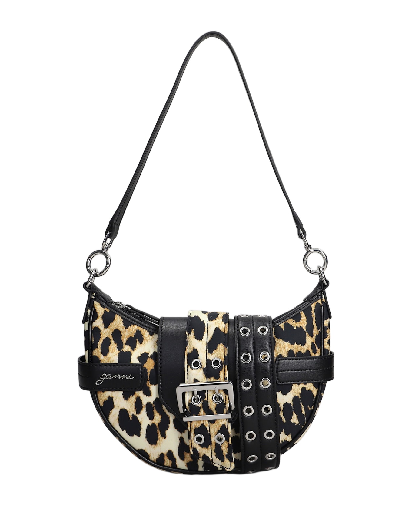 Ganni Bucky Bag Small Shoulder Bag In Animalier Nylon - Animalier