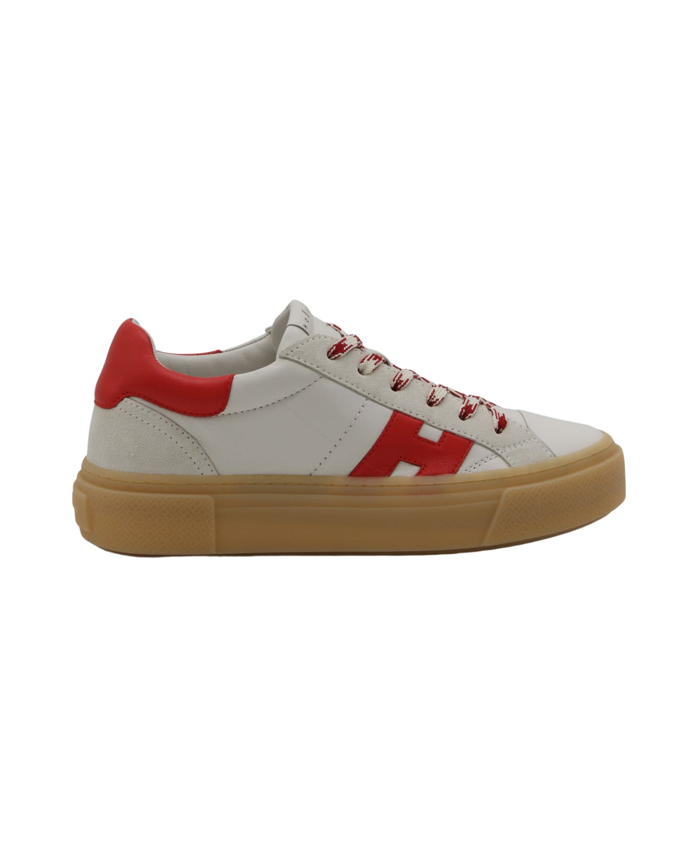 Hogan White And Red Leather Sneakers - Red