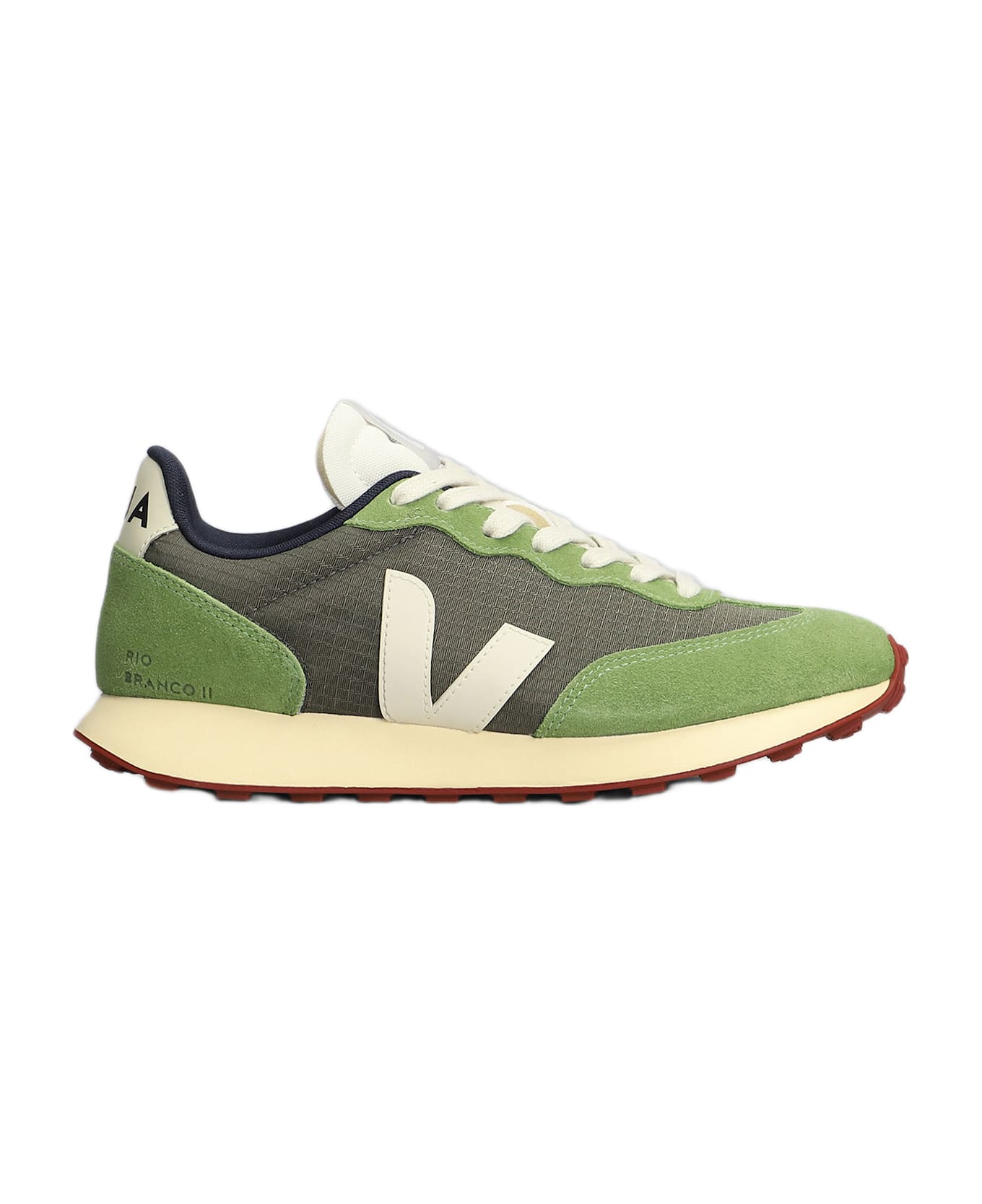 Veja Rio Branco Ii Sneakers In Green Suede And Fabric - green