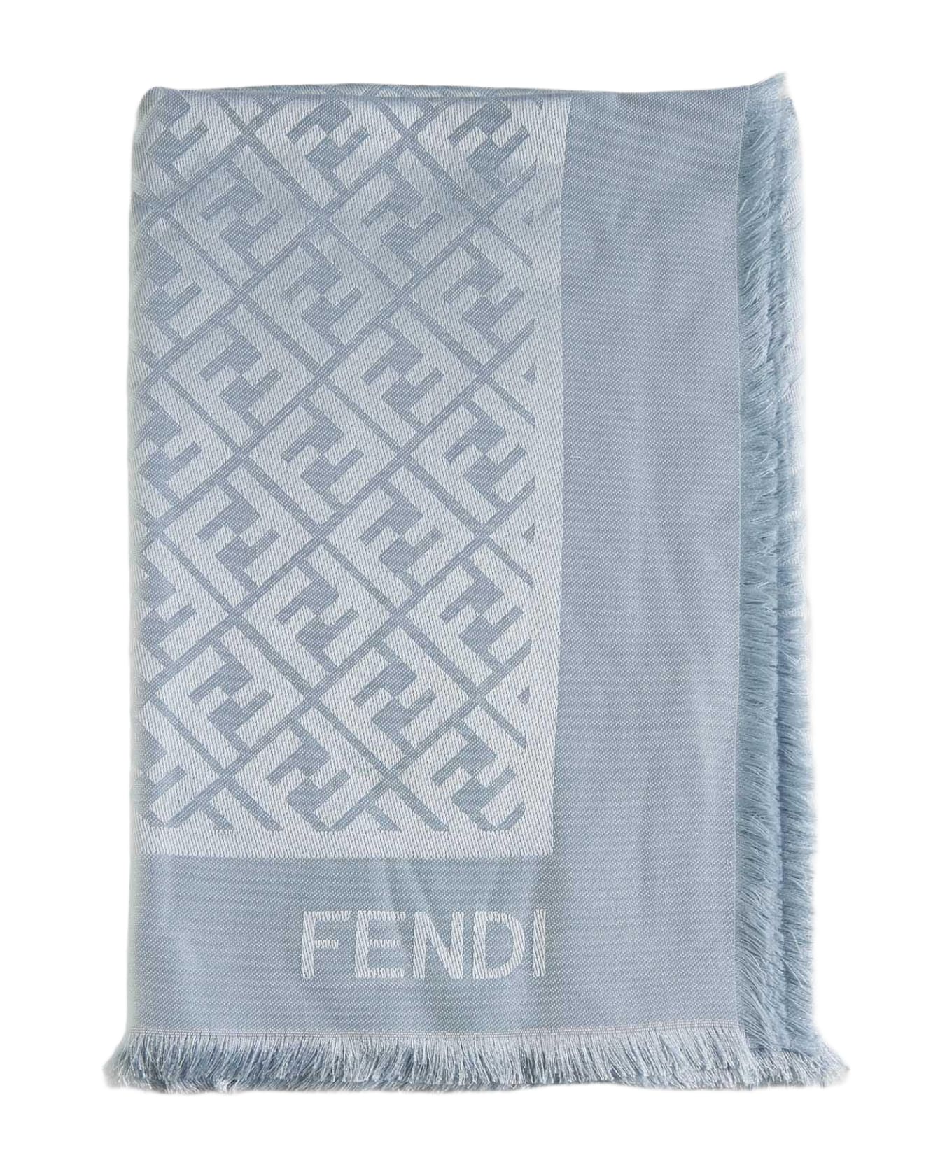 Fendi Ff Silk And Wool Shawl - Anise