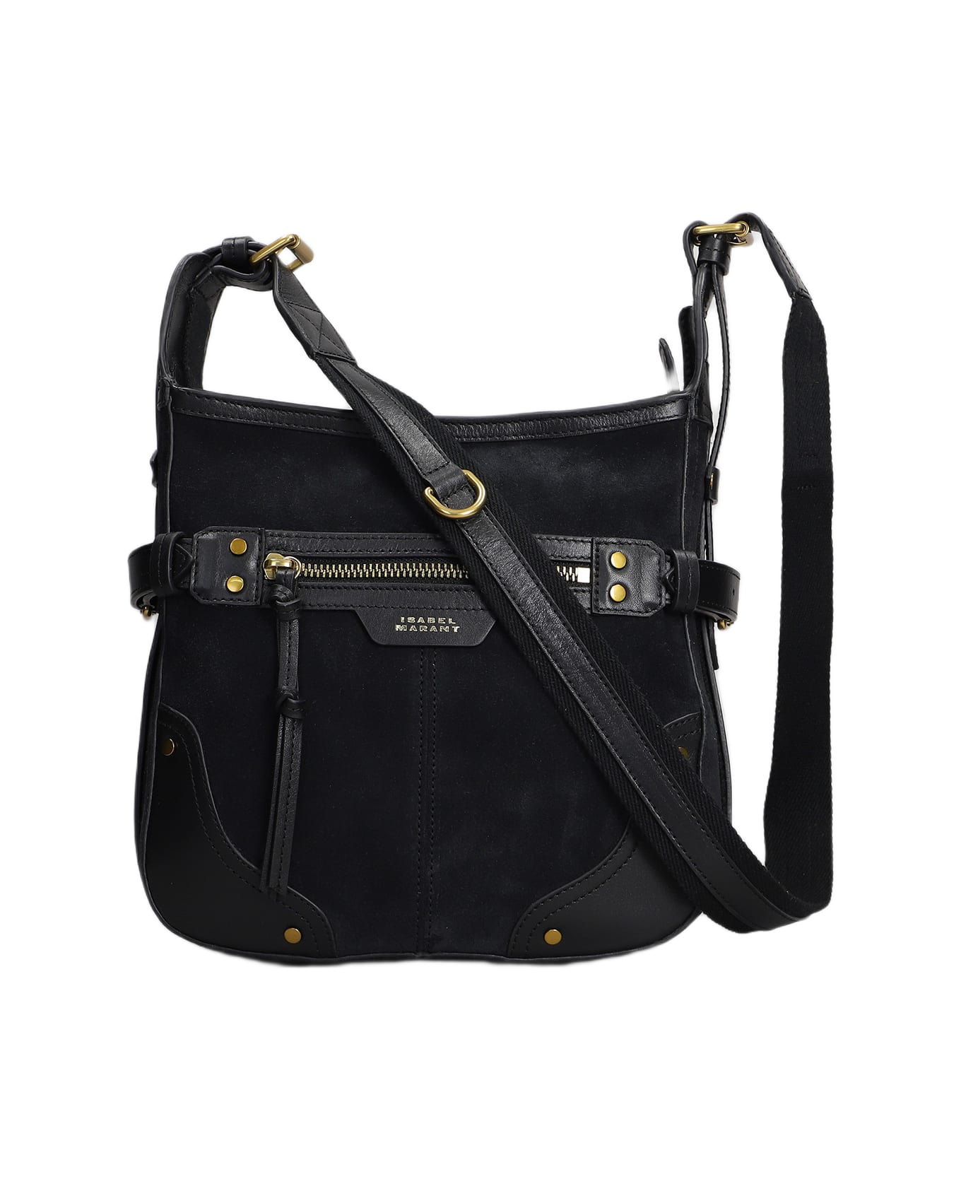 Isabel Marant Sierra Hobo S Shoulder Bag In Black Suede And Leather - black