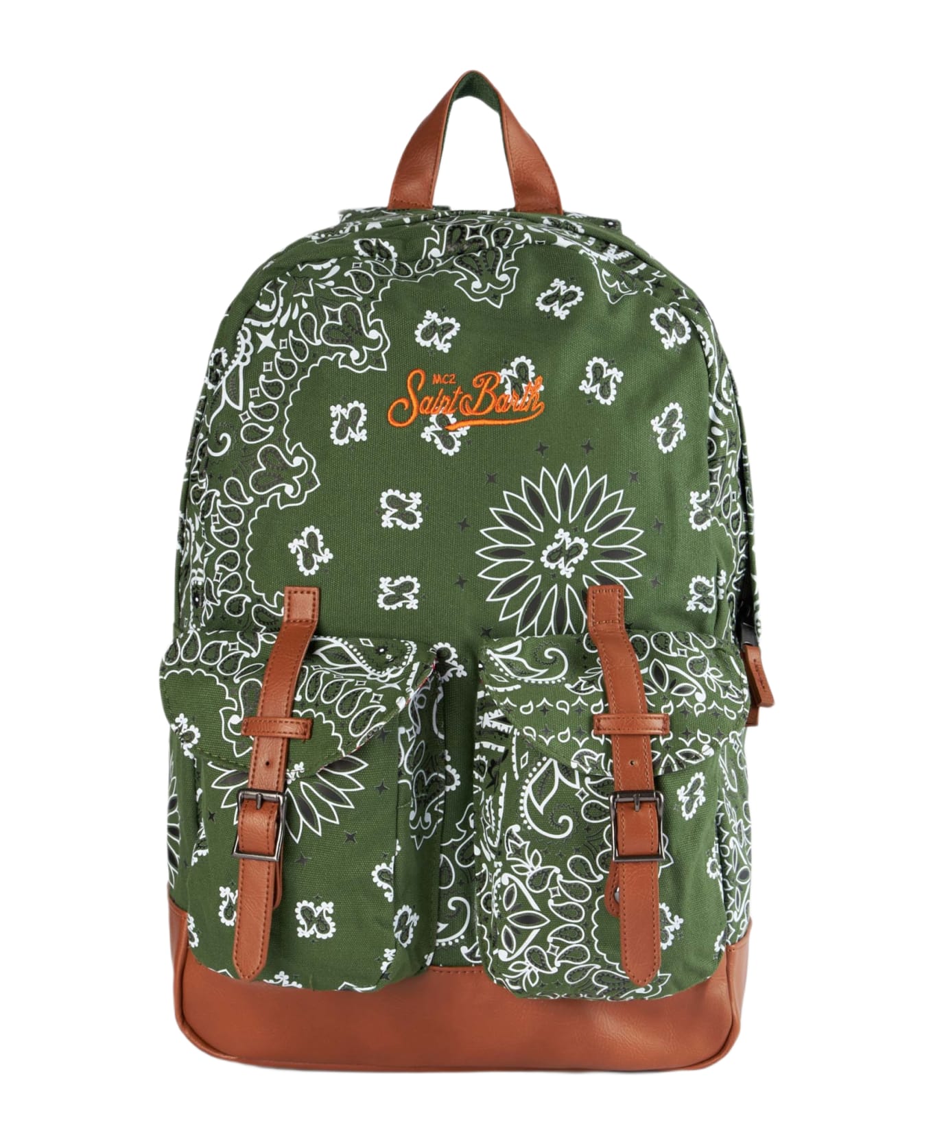 MC2 Saint Barth Canvas Backpack Cody With Green Bandanna Print