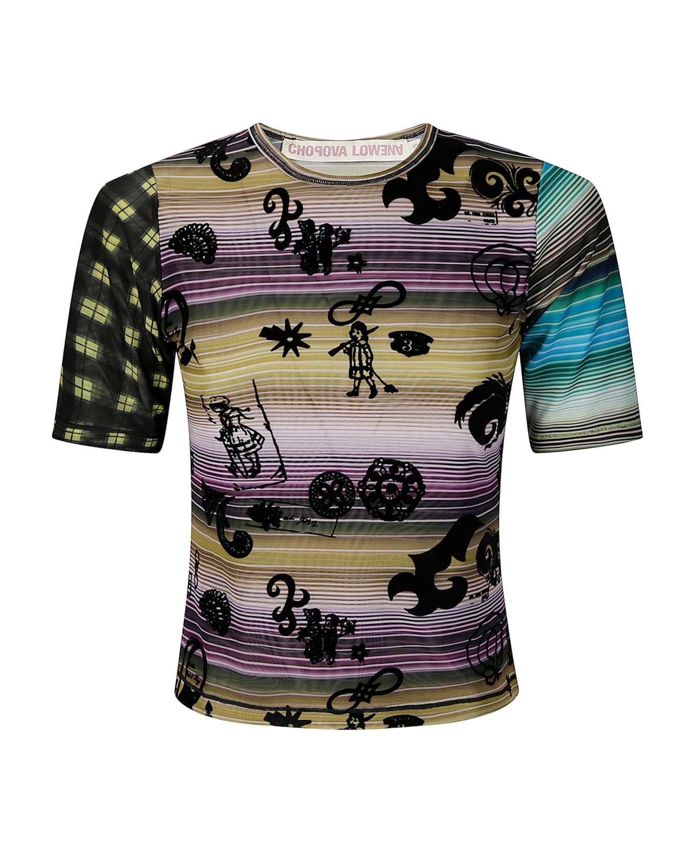 Chopova Lowena Short Sleeve Mesh Top - MULTI