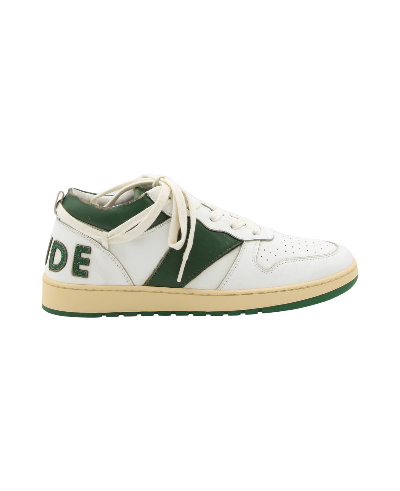 Rhude White And Hunter Green Leather Sneakers - WHITE/HUNTER GREEN