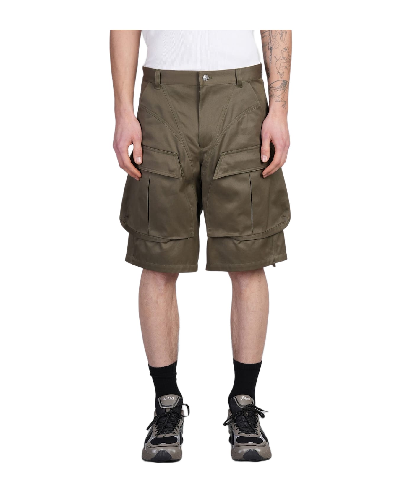 Mugler Shorts In Khaki Cotton - khaki