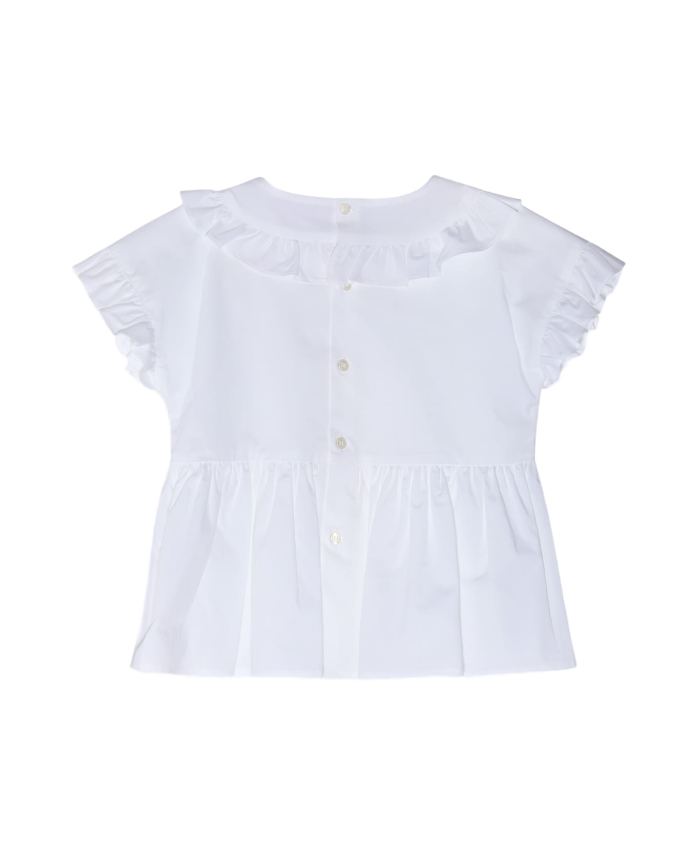 Il Gufo White Cotton Ruffles Shirt - White