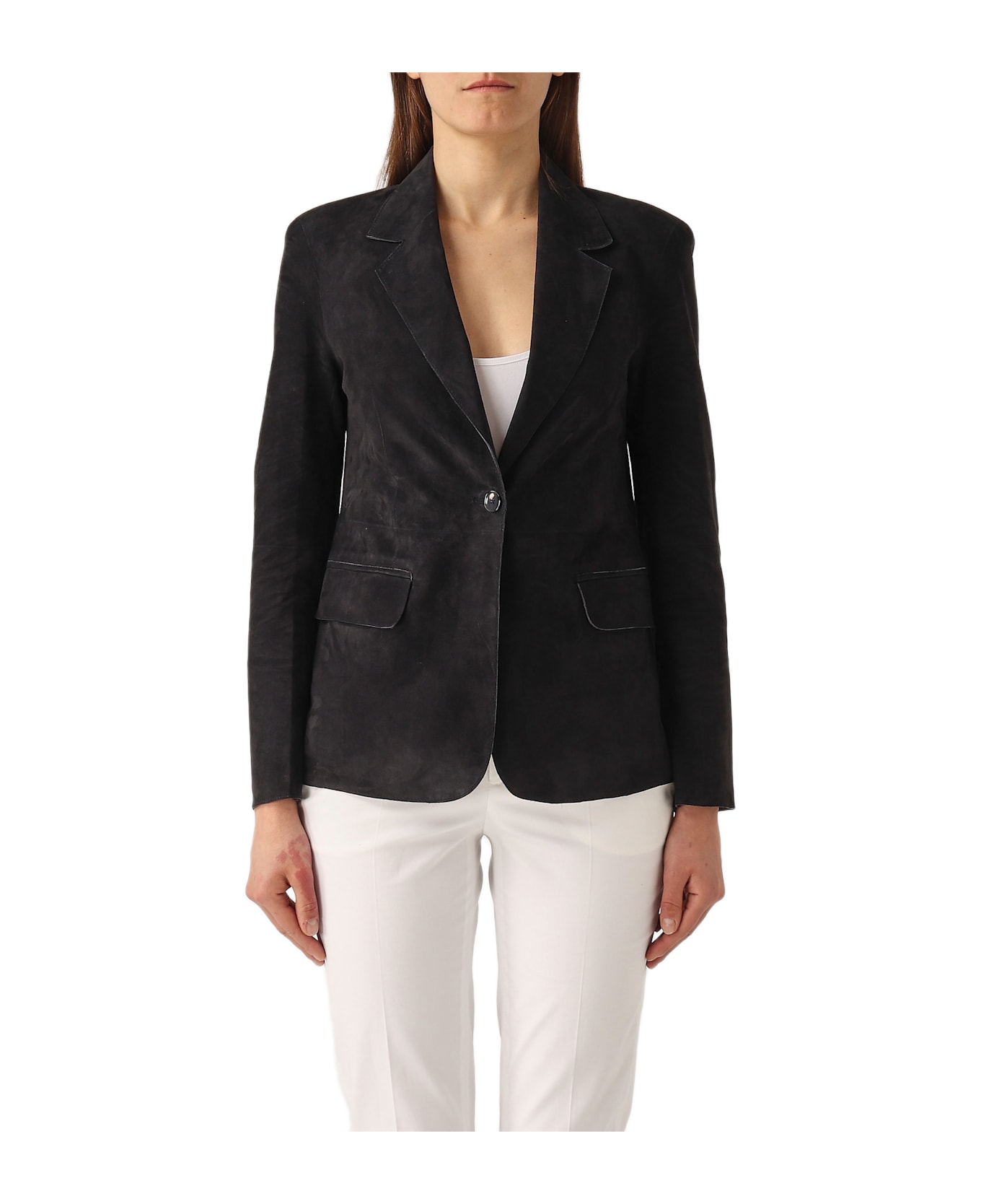 The Jackie Leather Beatriz Leather Jacket - NAVY