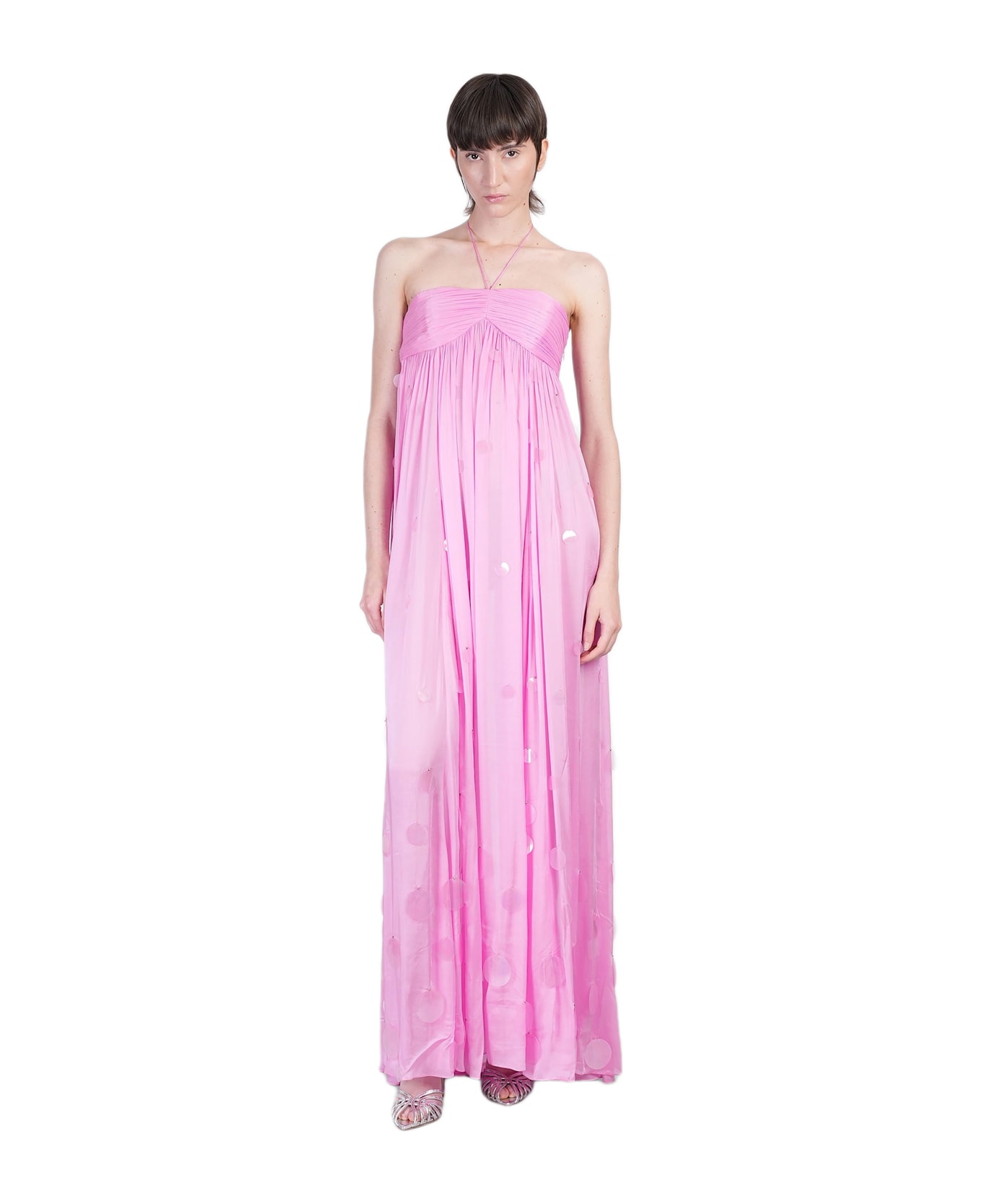 retrofete Mathilde Long Dress In Rose-pink Viscose - rose-pink
