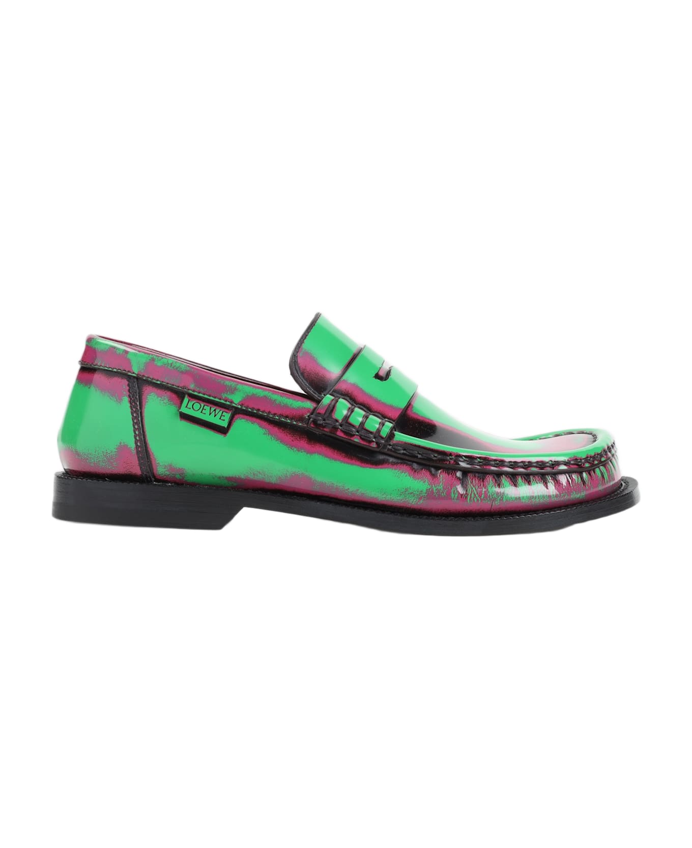 Loewe Campo Brushed Loafers - Green Pink Burgundy