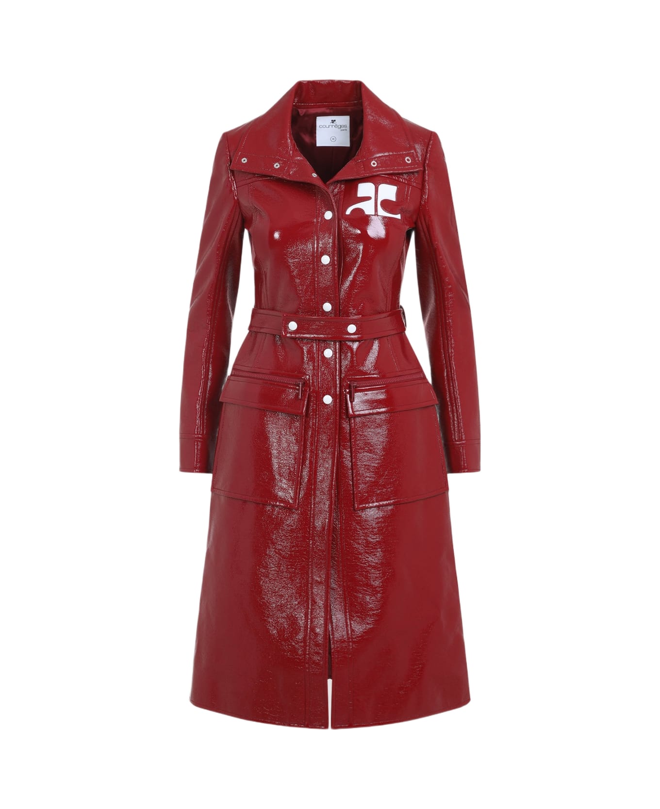 Courrèges Belted Trench Coat - Red