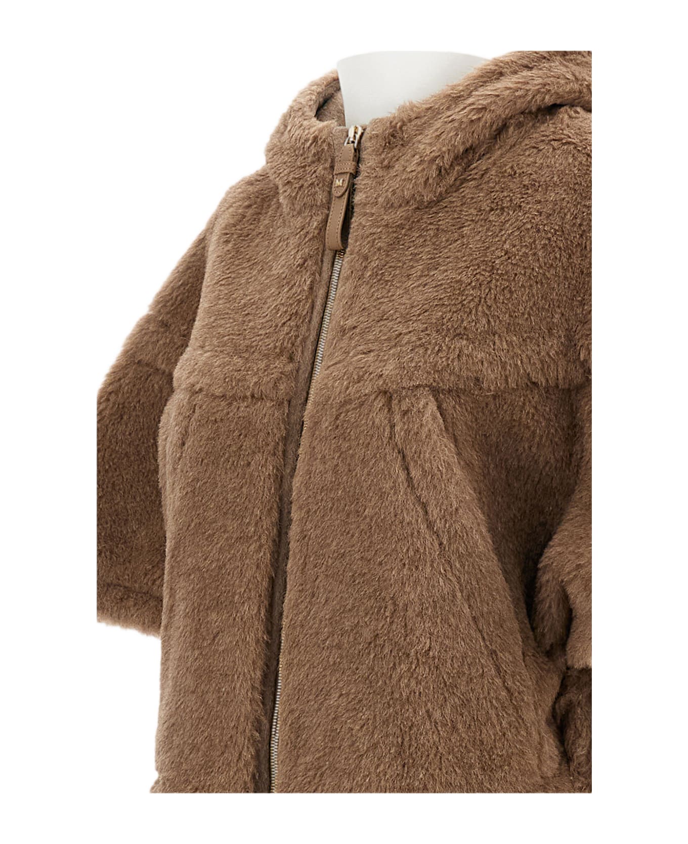 Max Mara Short Cape In Alpaca Teddy Petalo4 - Brown