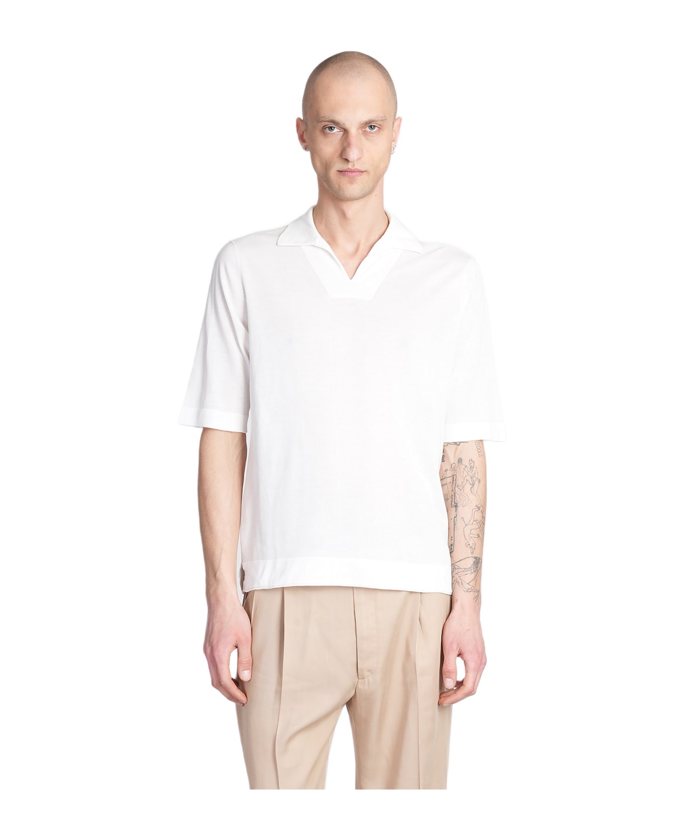 Ballantyne Polo In White Cotton - white