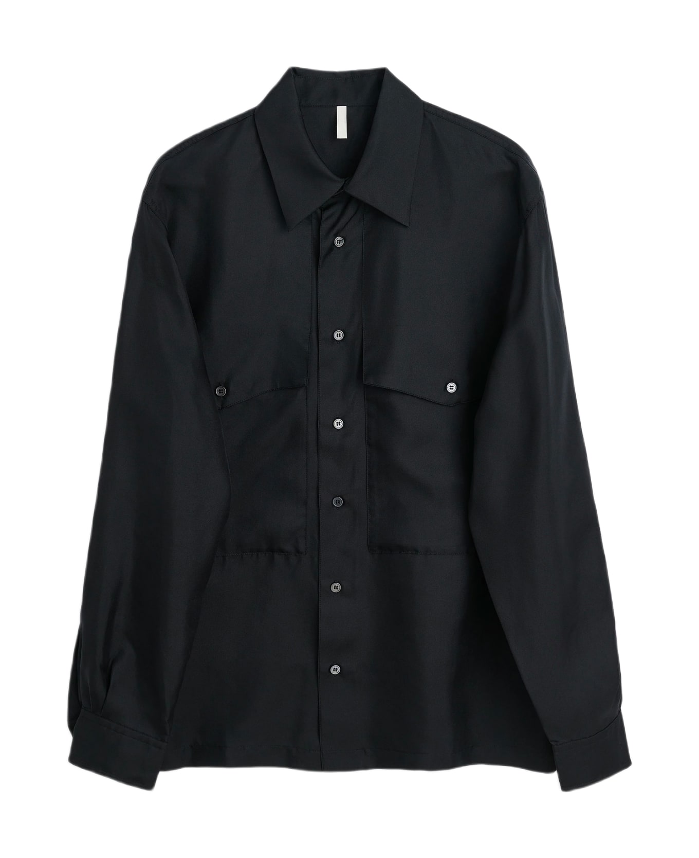 Sunflower #4133 Black silk shirt with long sleeves - Silk Shirt - Nero