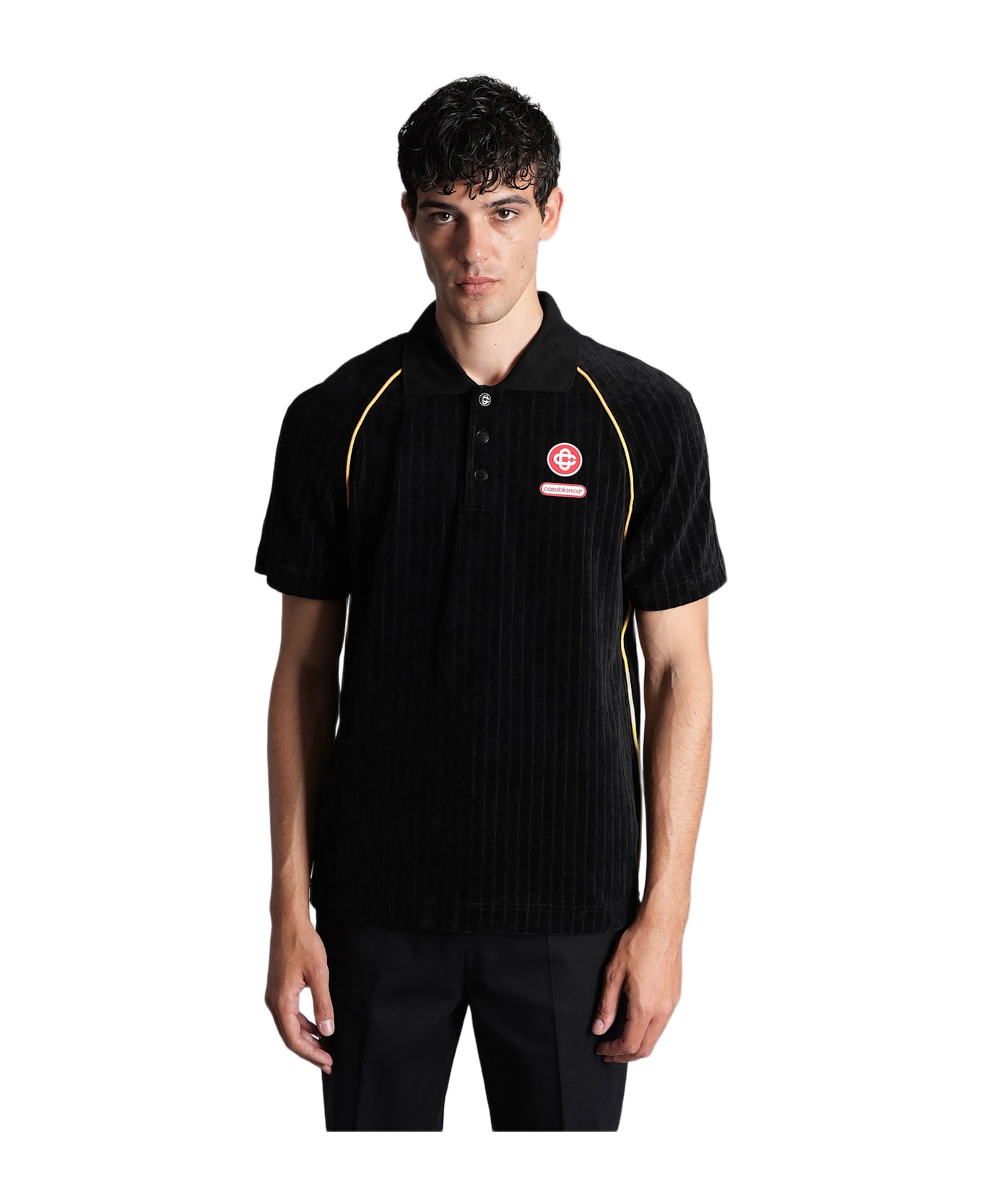 Casablanca Polo In Black Wool And Polyester - black