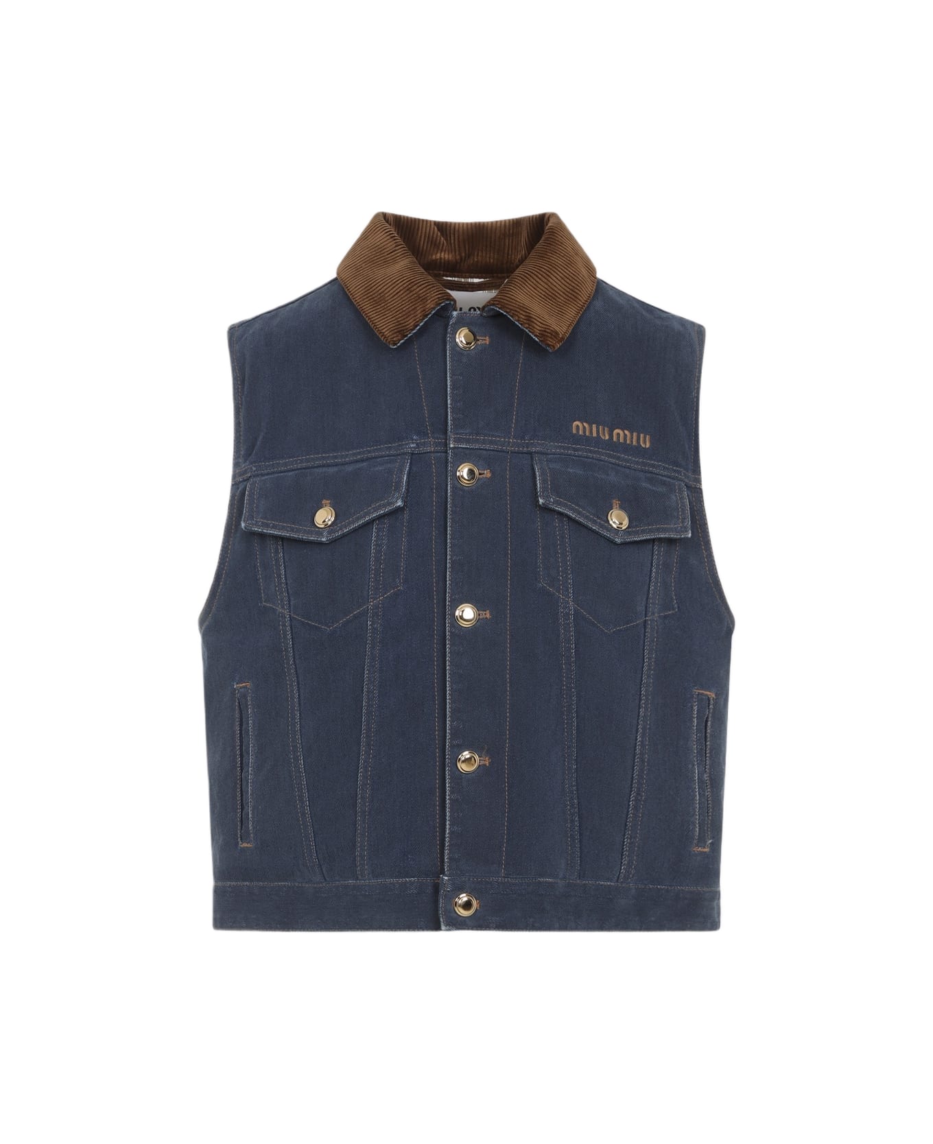 Miu Miu Denim Flock Jacket - Bleu