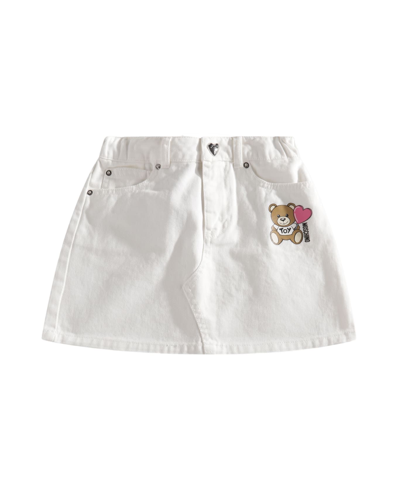Moschino White Cotton Denim Skirt - Cloud