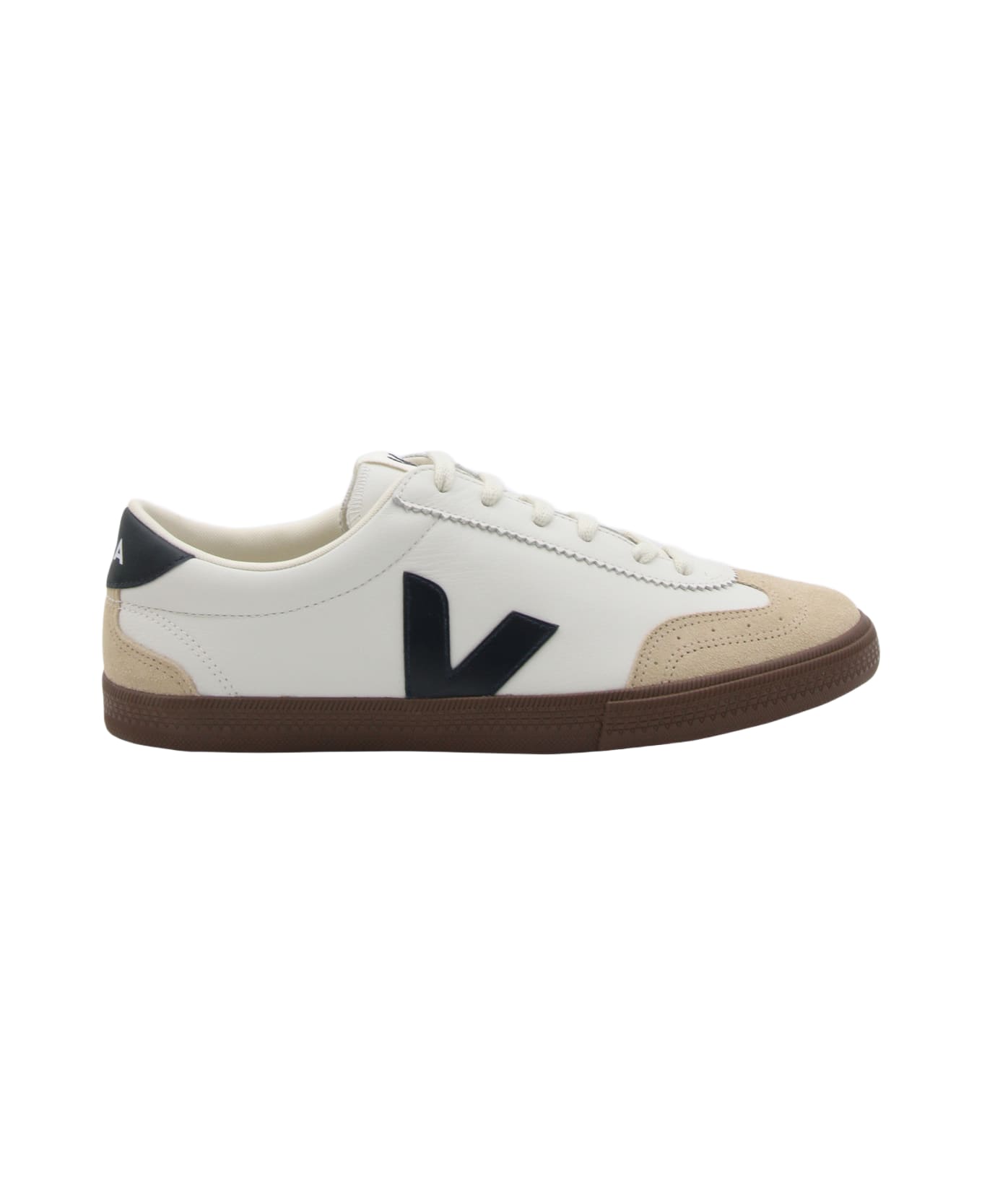 Veja White Leather Volley Sneakers - WHITE NAUTICO BARK